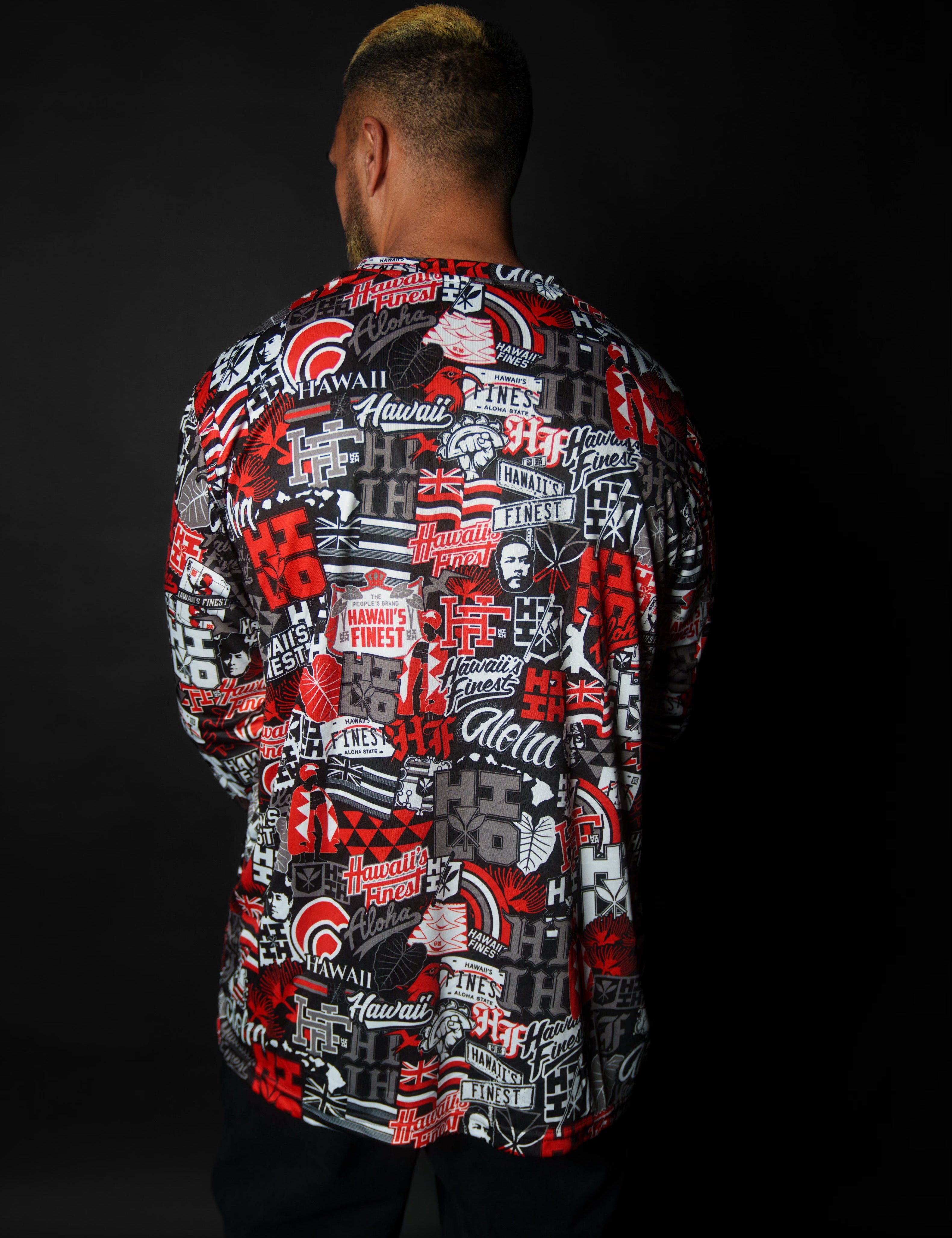 HILO RED STICKERBOMB DRI-FIT LONGSLEEVE Jacket Hawaii's Finest 