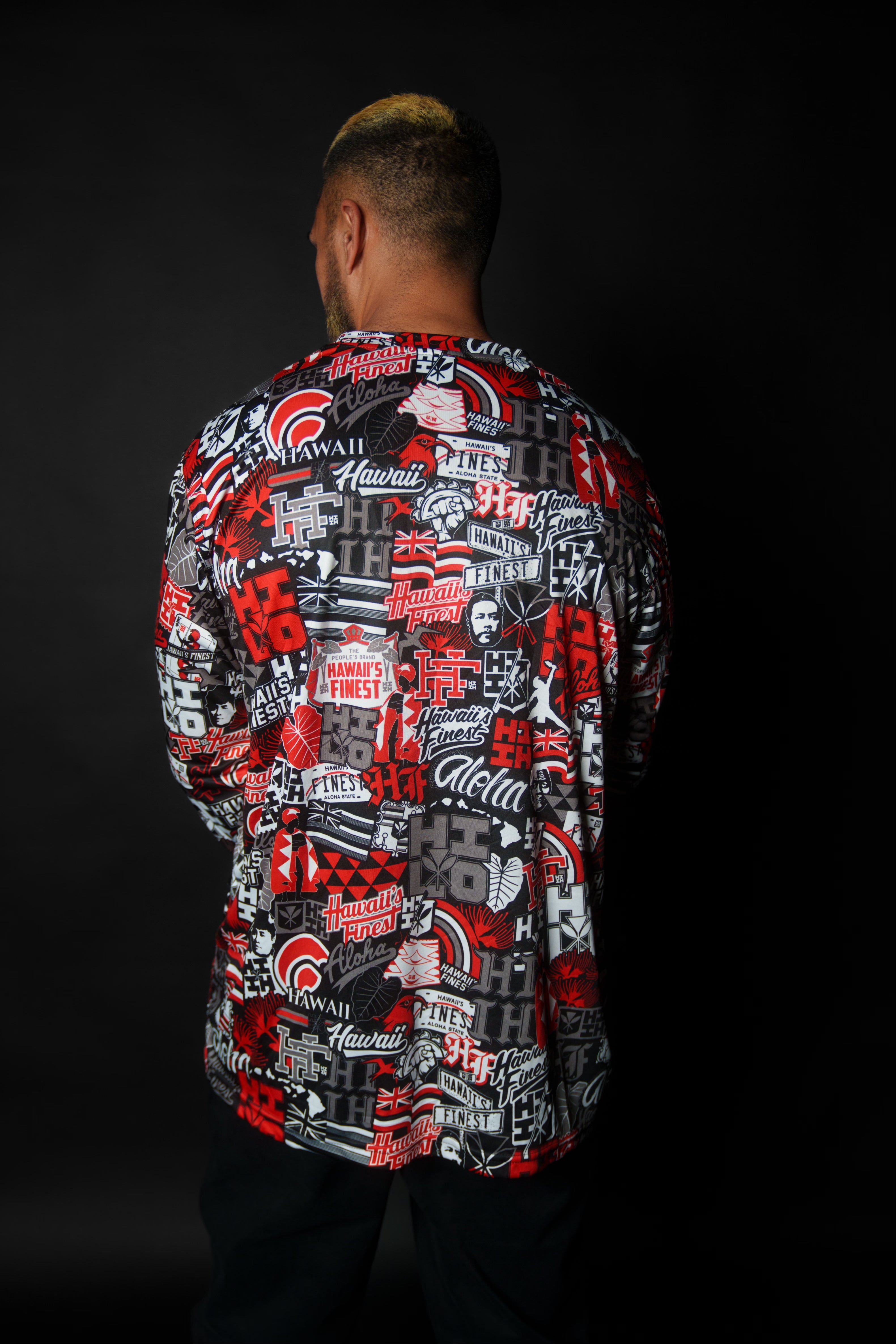 HILO RED STICKERBOMB DRI-FIT LONGSLEEVE Jacket Hawaii's Finest 