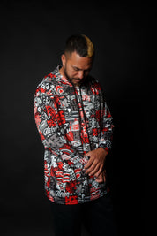 HILO RED STICKERBOMB LONGSLEEVE W/HOOD Jacket Hawaii's Finest 