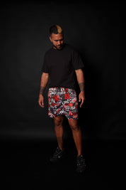 HILO RED STICKERBOMB MESH SHORTS Shorts Hawaii's Finest 