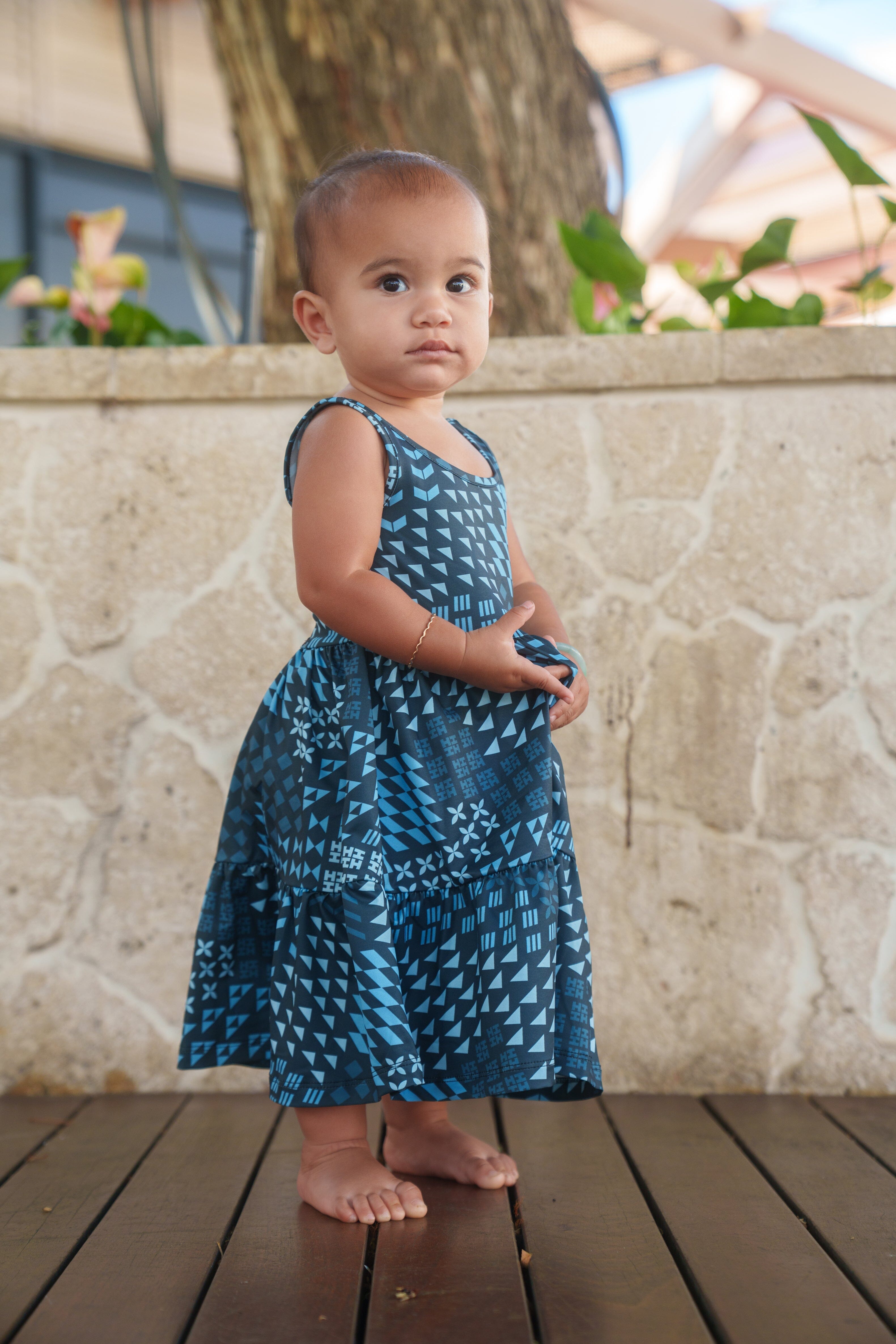 HUI KEIKI BLUE BLOUSE DRESS Shirts Hawaii's Finest 