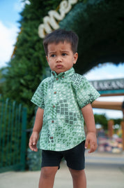 HUI KEIKI GREEN ALOHA SHIRT Shirts Hawaii's Finest 6/12 MONTHS 