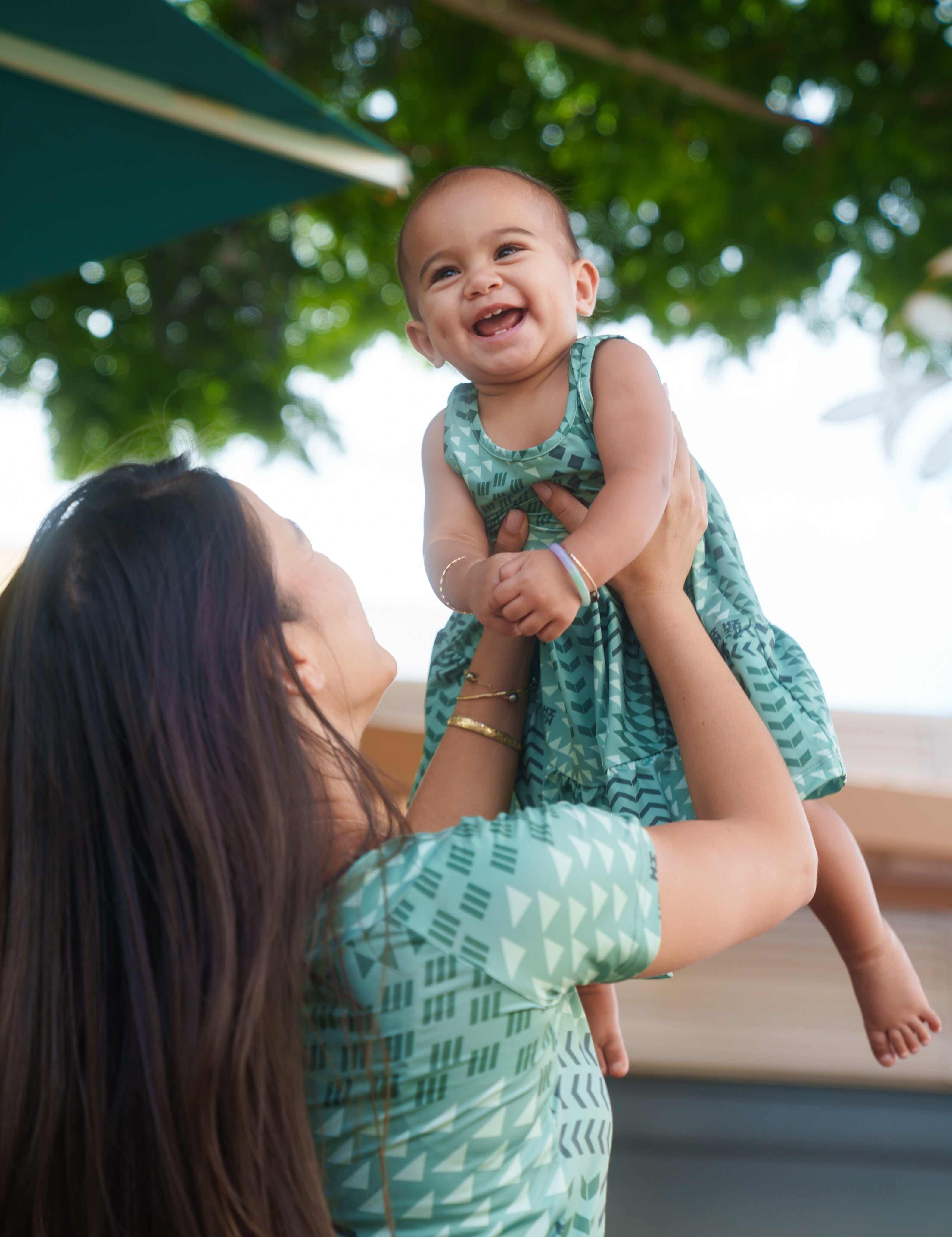 HUI KEIKI GREEN BLOUSE DRESS Shirts Hawaii's Finest 