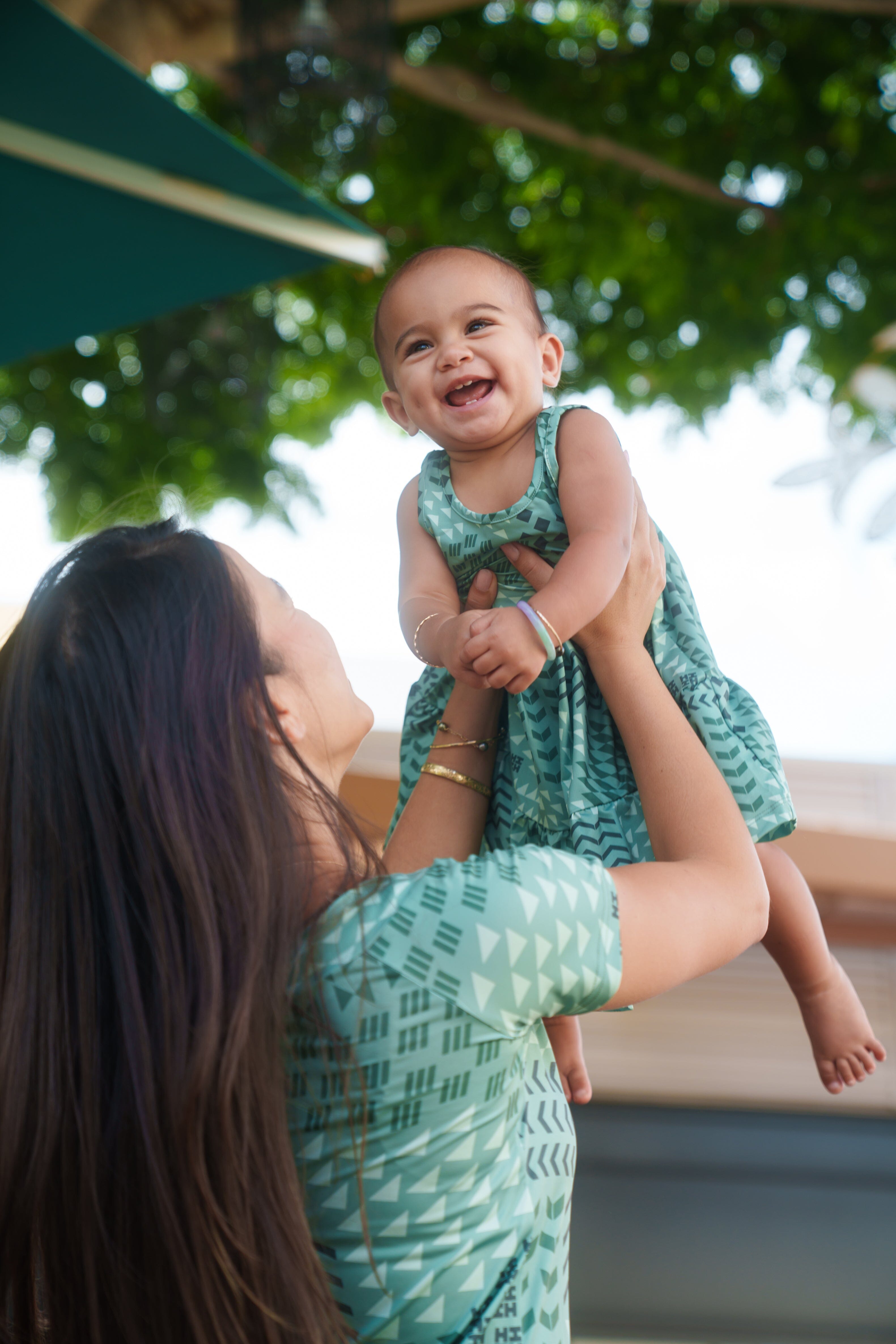 HUI KEIKI GREEN BLOUSE DRESS Shirts Hawaii's Finest 