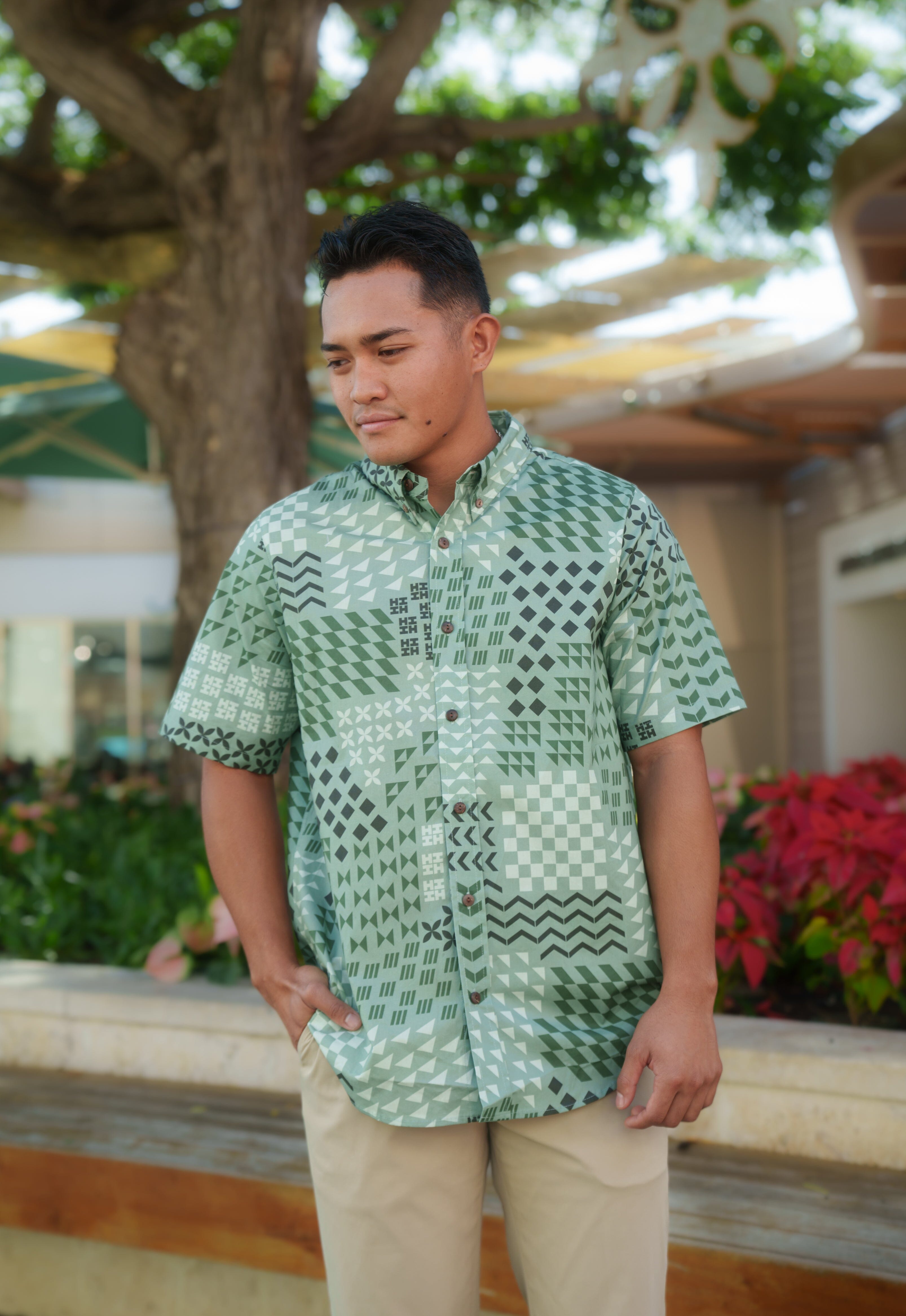 HUI MEN'S GREEN ALOHA SHIRT Shirts Hawaii's Finest SMALL 