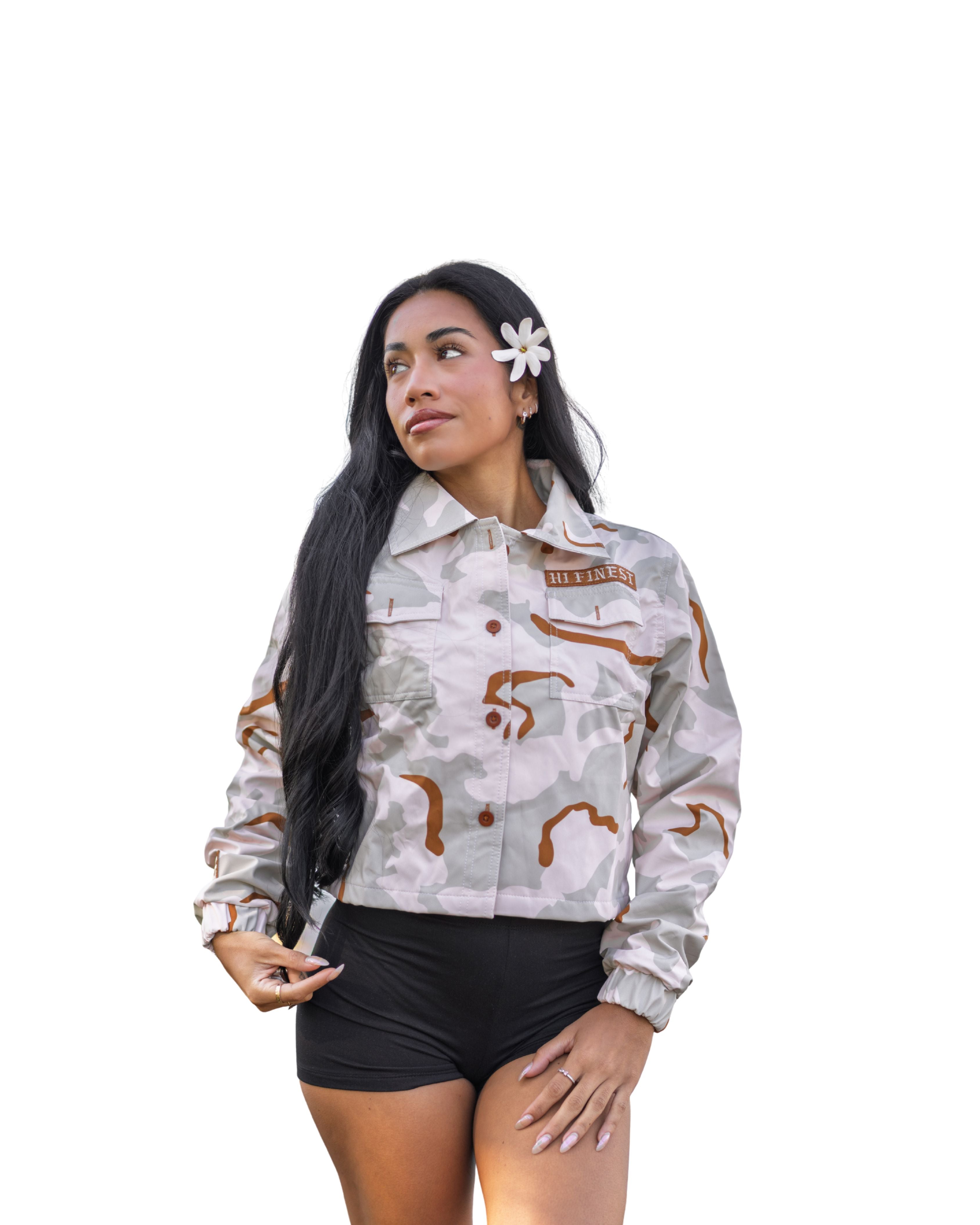 JUMBO DESERT CAMO WOMEN'S CROP FIELD JACKET Jacket Hawaii's Finest X-SMALL 