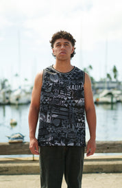 KAUAI GRAY STICKERBOMB BASKETBALL JERSEY Jersey Hawaii's Finest SMALL 