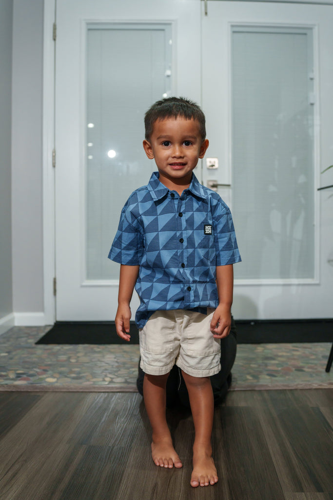 KAULIKE KEIKI BLUE ALOHA SHIRT Shirts Hawaii's Finest XX-SMALL 