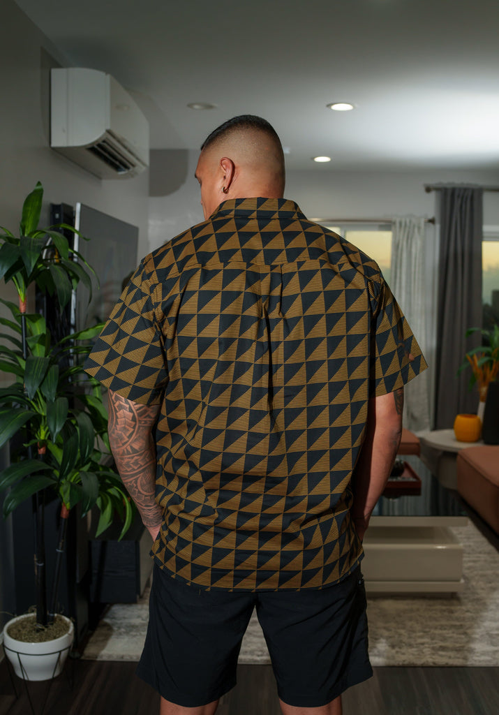 KAULIKE MEN'S BLACK & GOLD ALOHA SHIRT Shirts Hawaii's Finest 