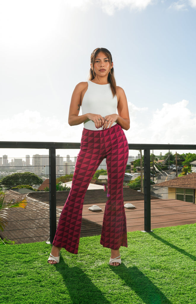 KAULIKE WOMEN'S PINK FLARED PANTS Shirts Hawaii's Finest X-SMALL 