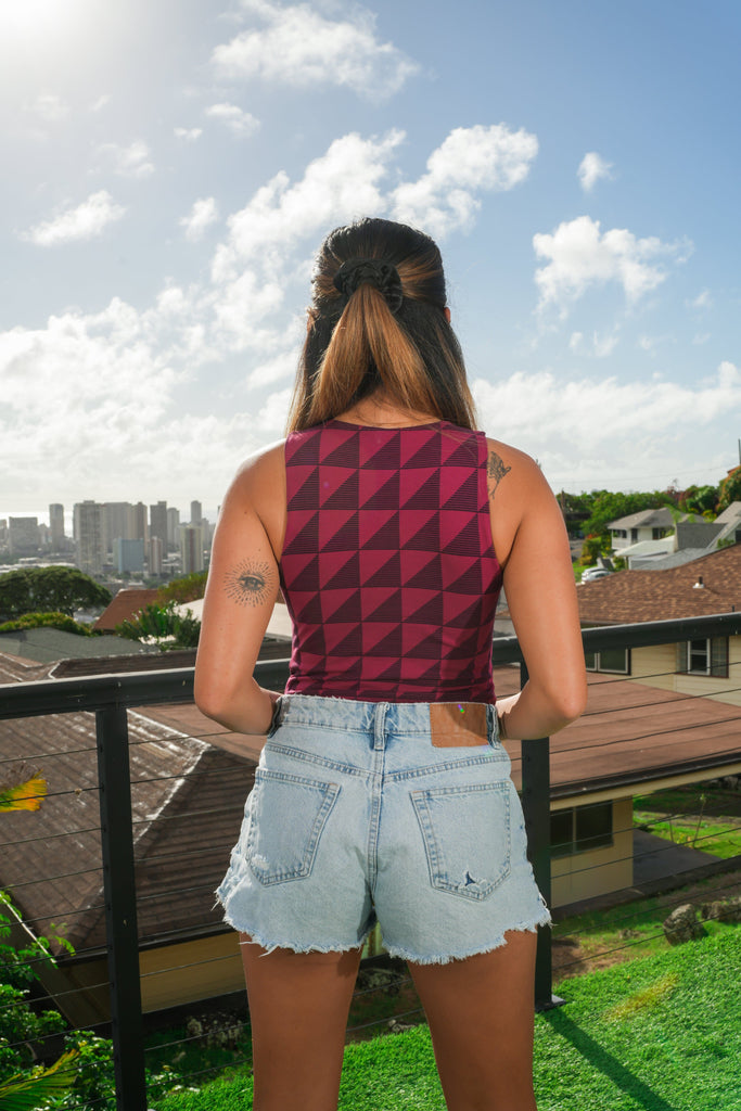 KAULIKE WOMEN'S PINK HIGH-NECK BODYSUIT Shirts Hawaii's Finest 