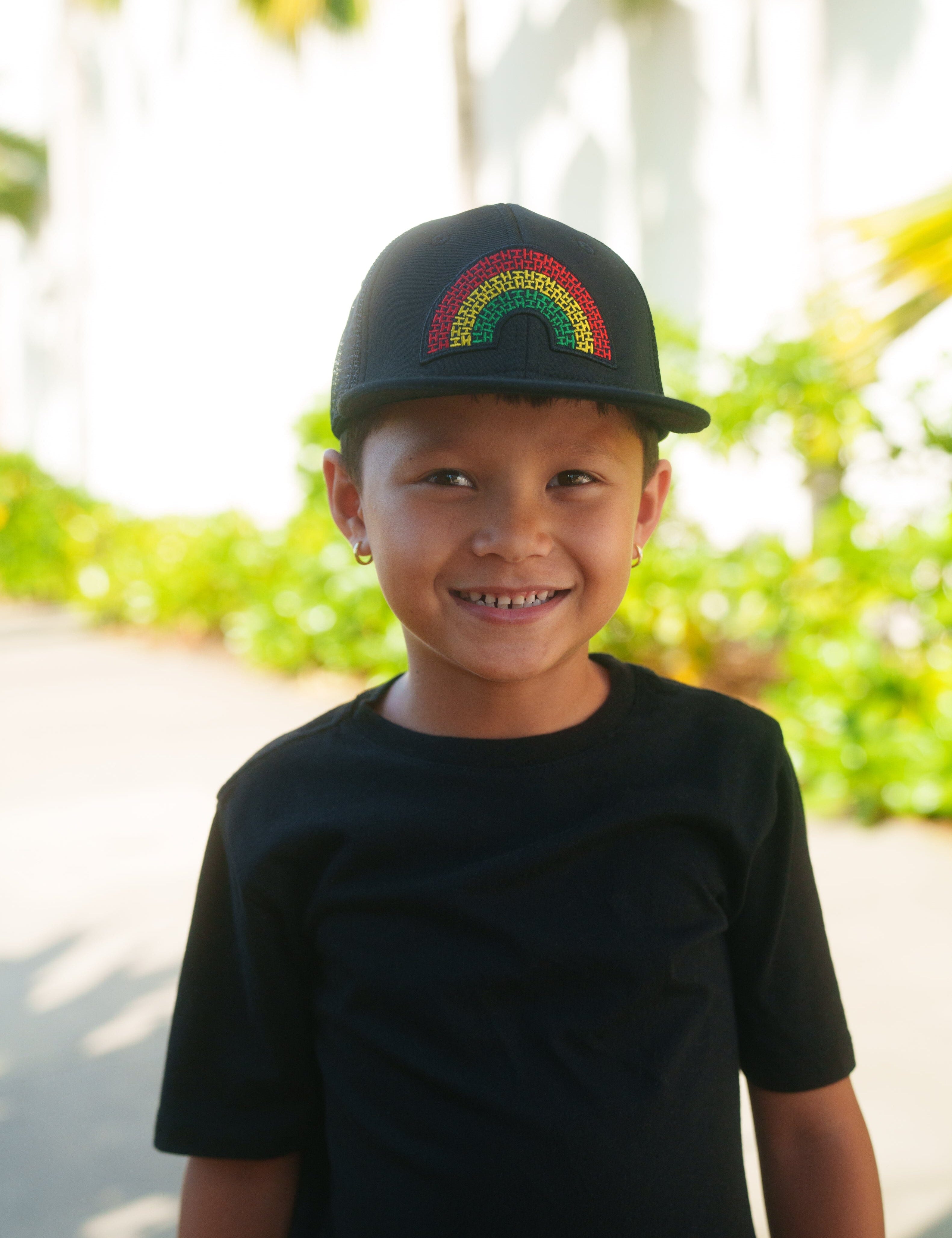 KEIKI BLACK & RASTA HIFI LOGO RAINBOW HAT Hat Hawaii's Finest 