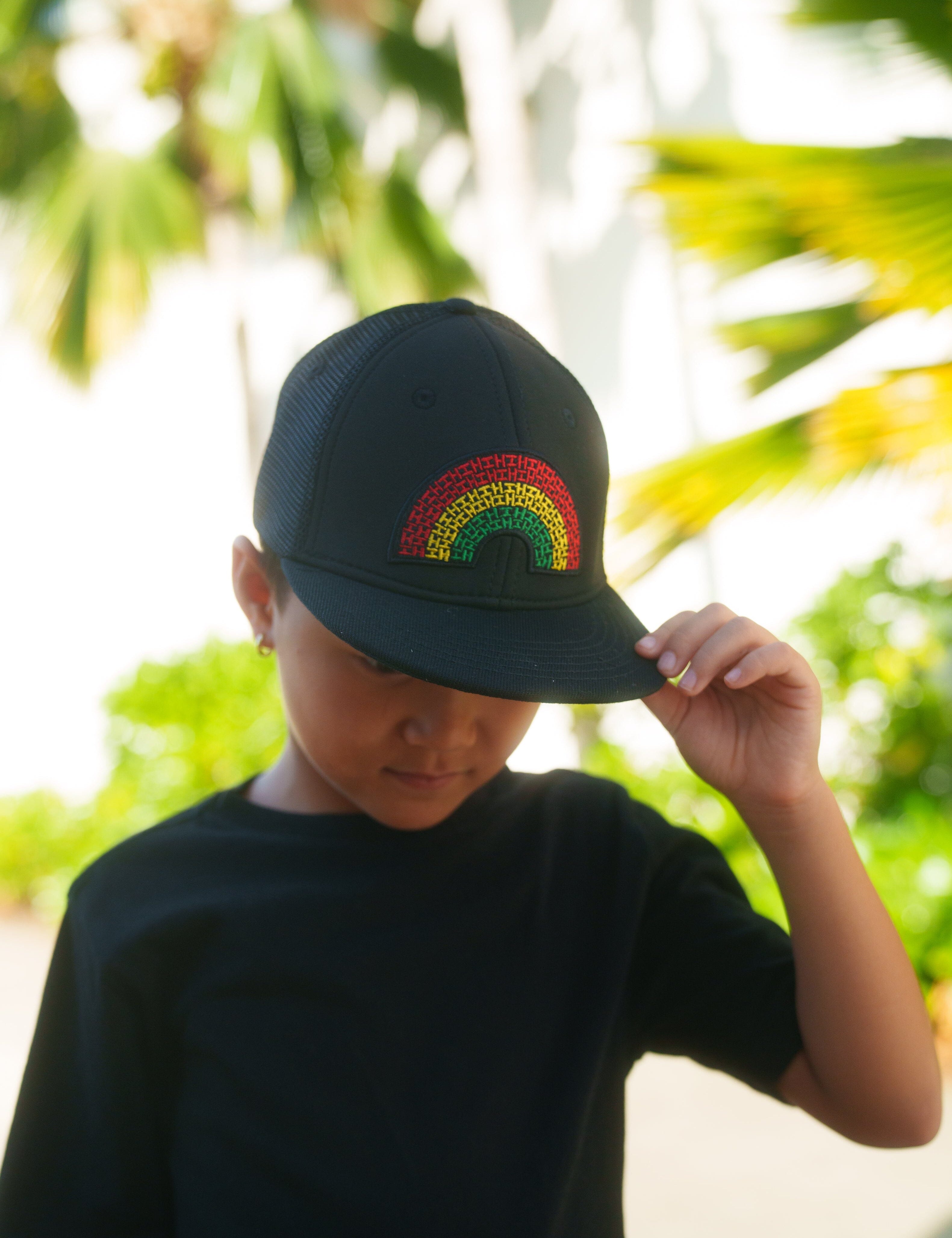 KEIKI BLACK & RASTA HIFI LOGO RAINBOW HAT Hat Hawaii's Finest 