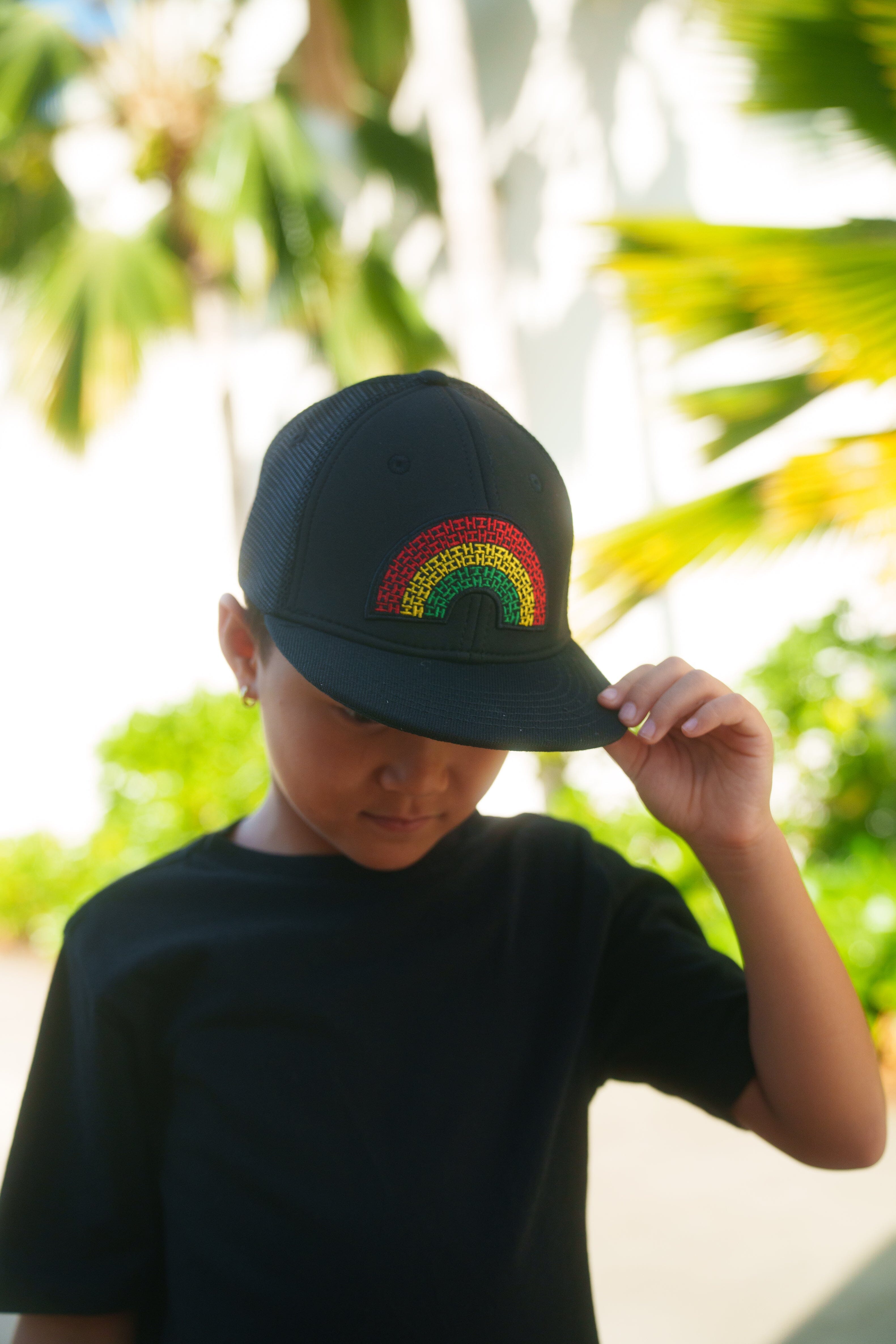 KEIKI BLACK & RASTA HIFI LOGO RAINBOW HAT Hat Hawaii's Finest 