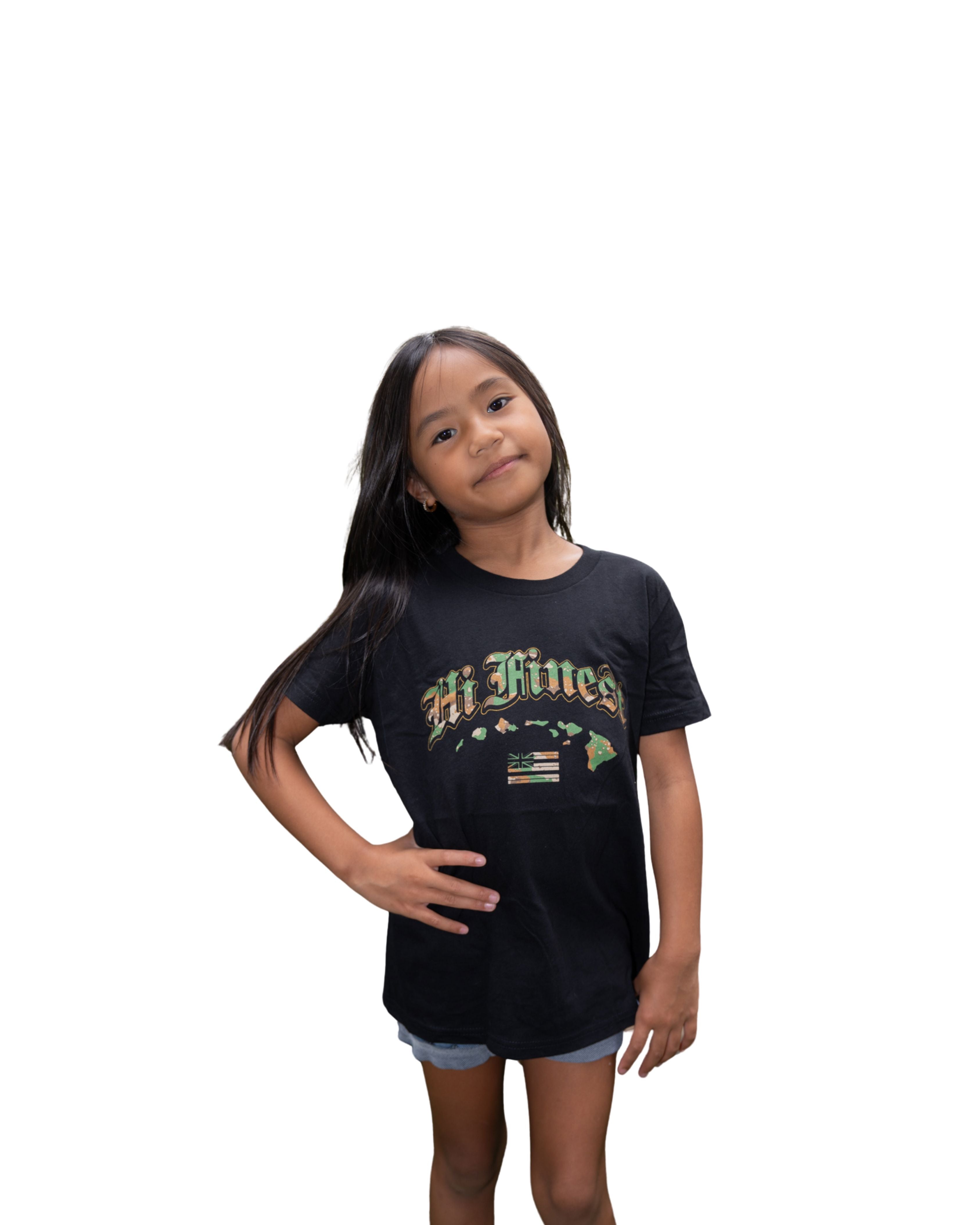 KEIKI CAMO GREEN OLD ENGLISH T-SHIRT Shirts Hawaii's Finest XX-SMALL 