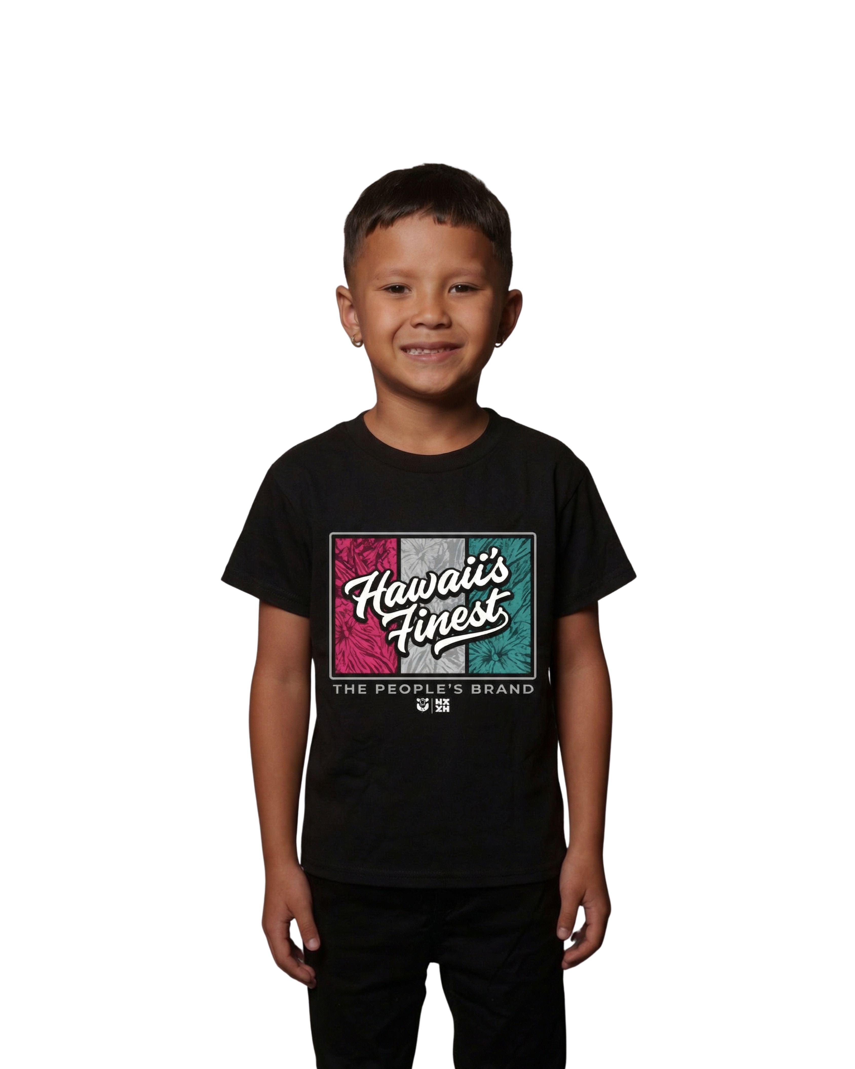 KEIKI FLORAL TRI COLOR PINK TEAL T-SHIRT Shirts Hawaii's Finest XX-SMALL 
