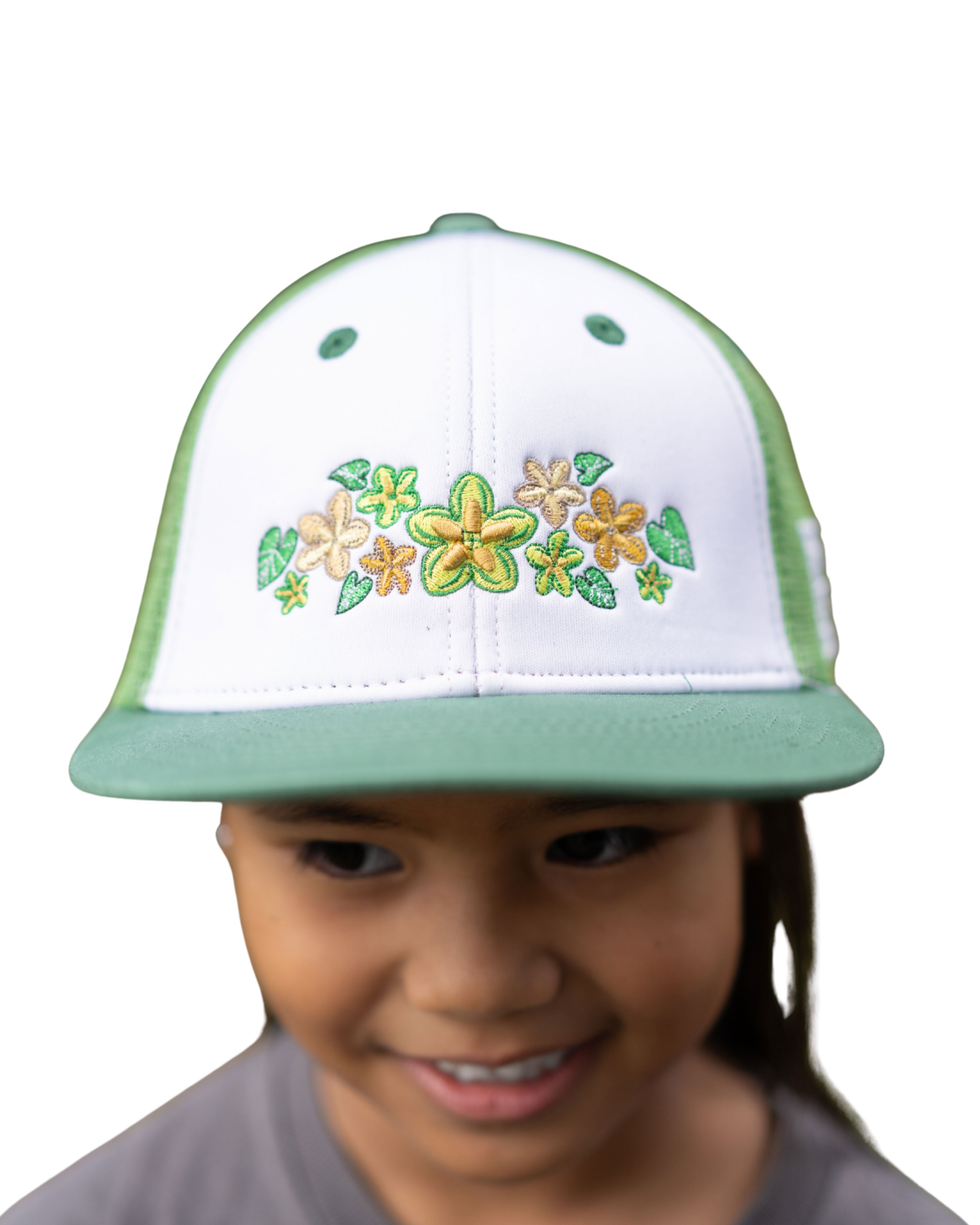 KEIKI GREEN FLORAL MESH HAT Hat Hawaii's Finest 