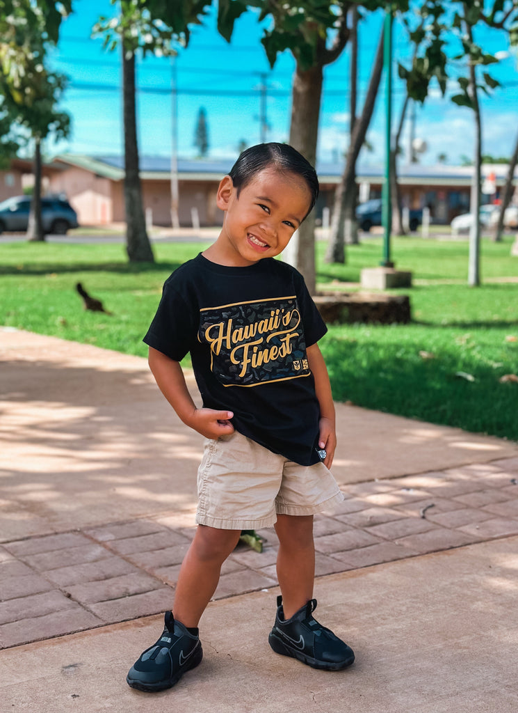 KEIKI ISLAND FRAME GOLD T-SHIRT Shirts Hawaii's Finest XX-SMALL 