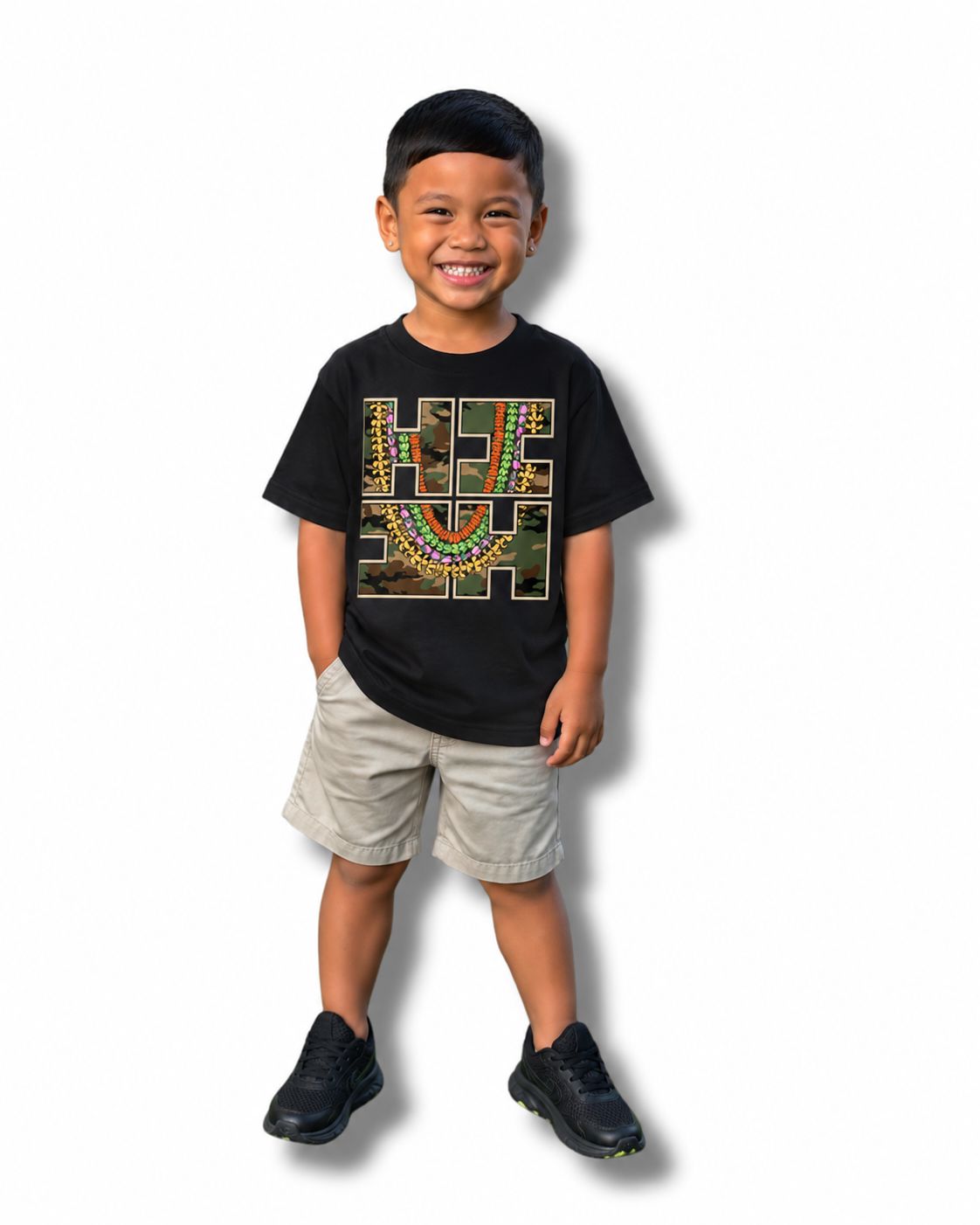 KEIKI LEI CAMO LOGO BLACK T-SHIRT Shirts Hawaii's Finest XX-SMALL 