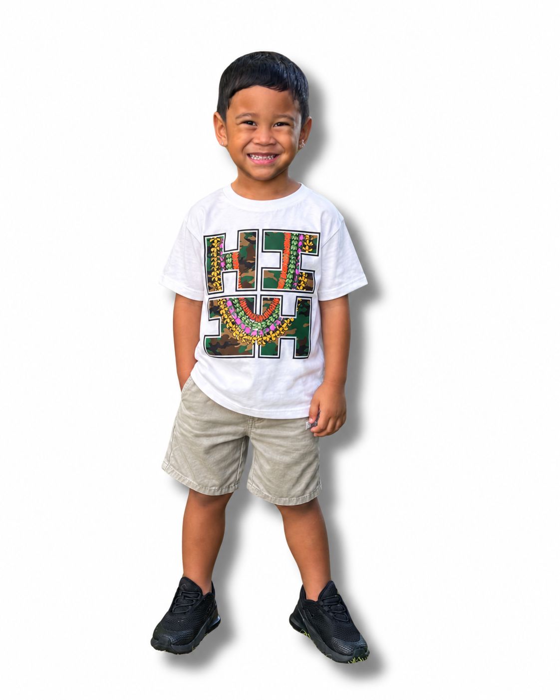 KEIKI LEI CAMO LOGO WHITE T-SHIRT Shirts Hawaii's Finest XX-SMALL 