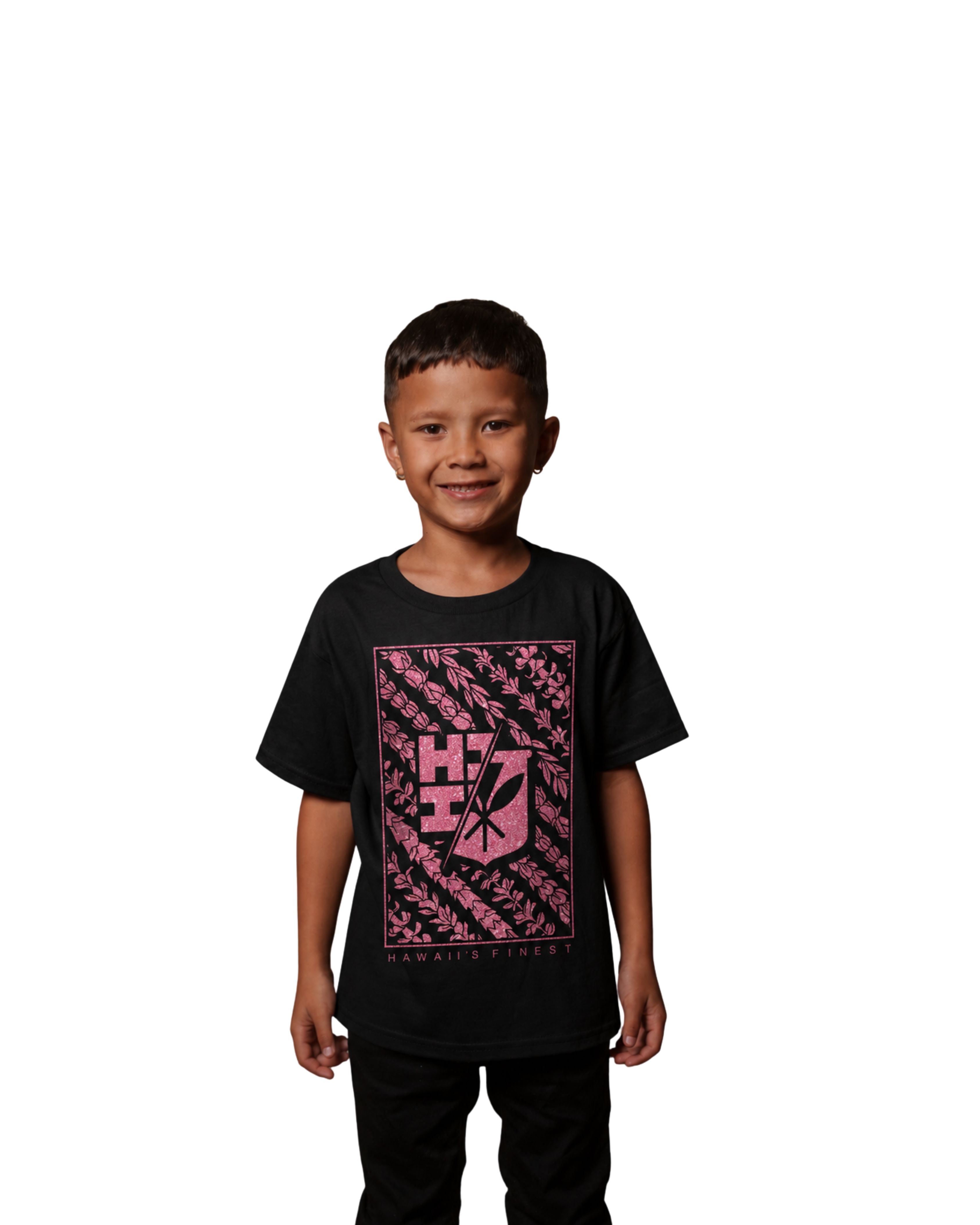 KEIKI LEI FRAME PINK SHIMMER T-SHIRT Shirts Hawaii's Finest XX-SMALL 