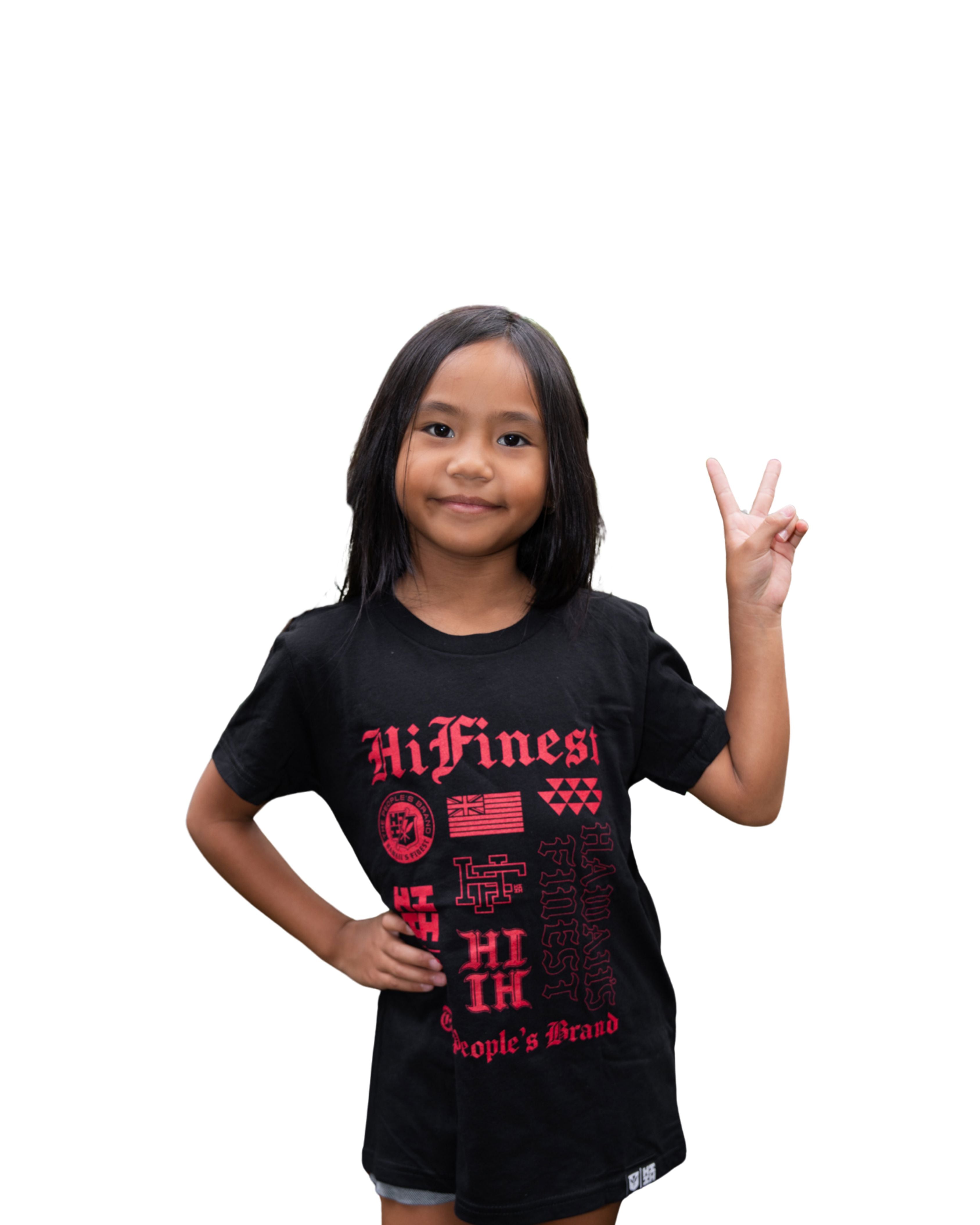KEIKI LOGO COLLAGE RED T-SHIRT Shirts Hawaii's Finest XX-SMALL 
