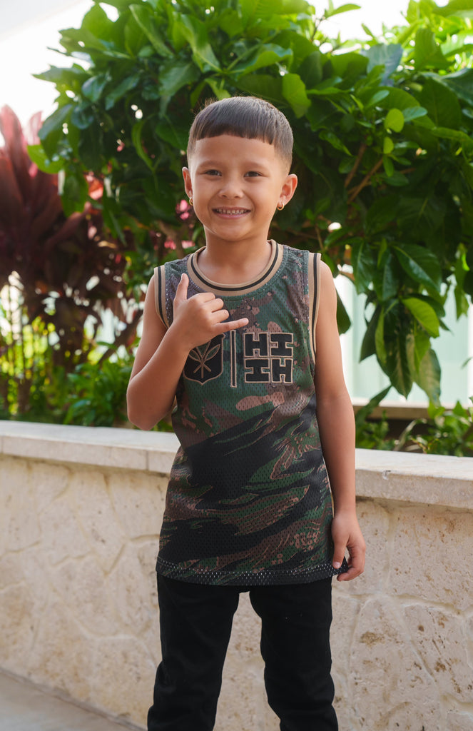 KEIKI OLIVE MIX CAMO STREETWEAR JERSEY Jersey Hawaii's Finest XX-SMALL (2T) 