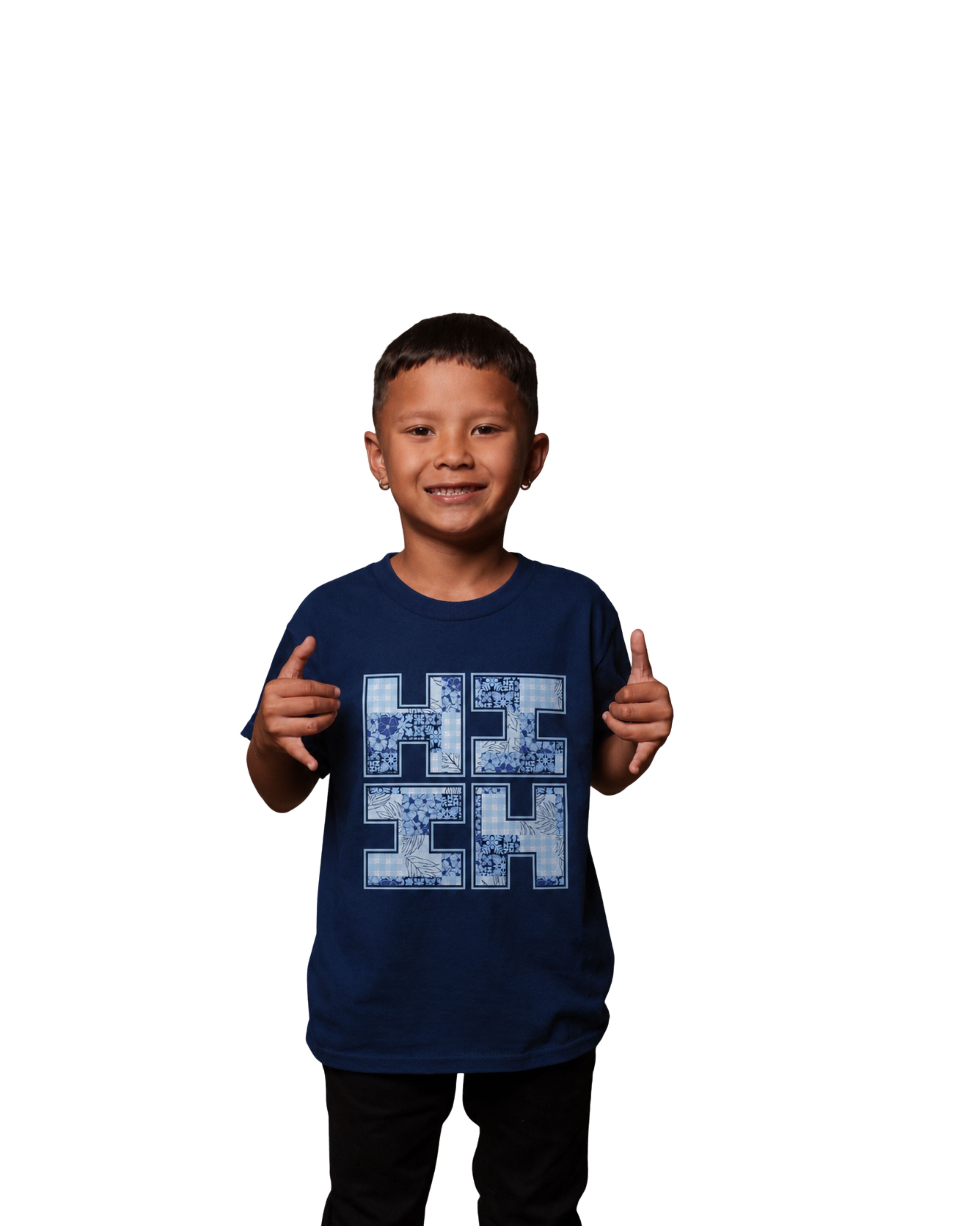 KEIKI PALAKA QUILT LOGO NAVY T-SHIRT Shirts Hawaii's Finest XX-SMALL 