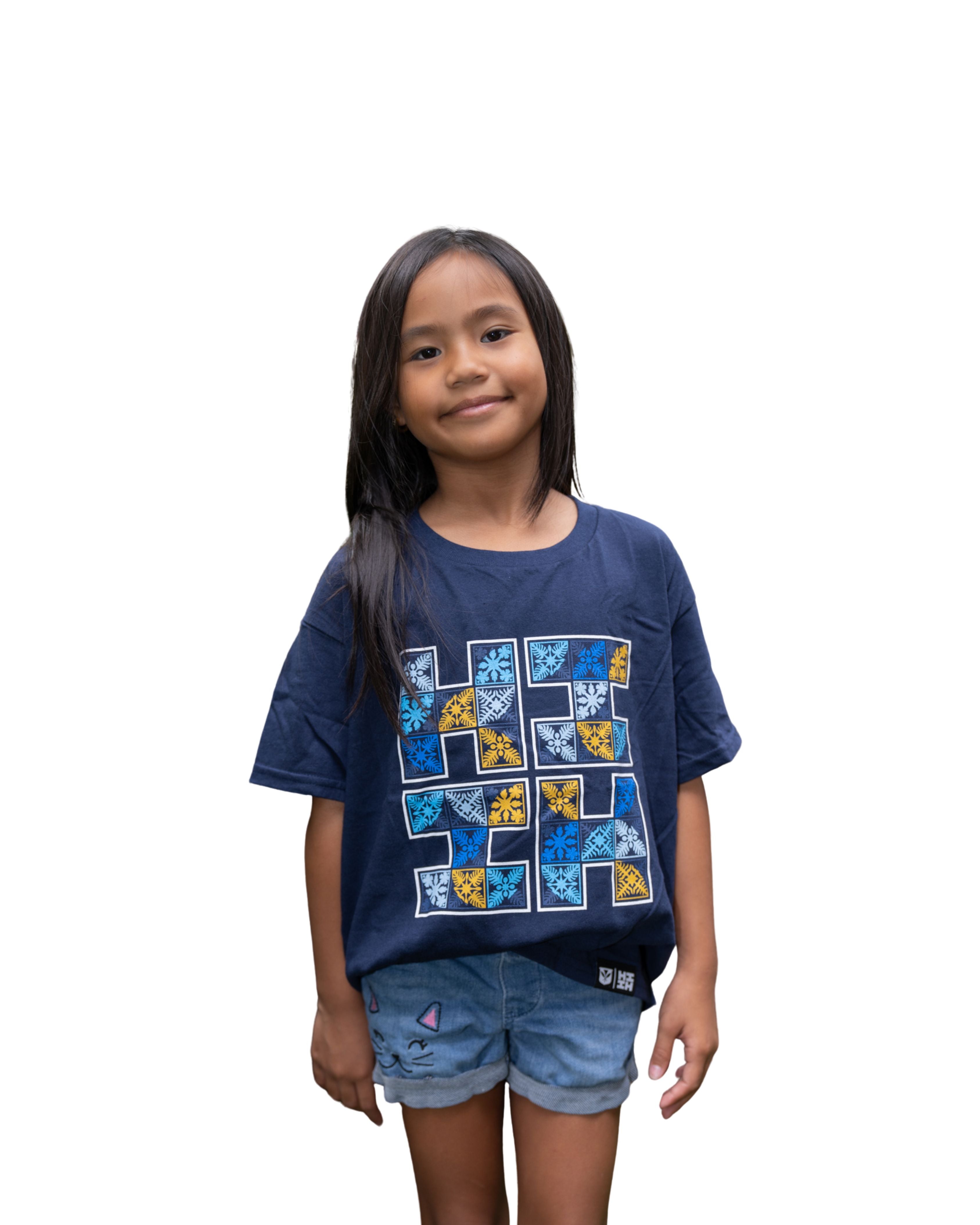 KEIKI QUILT LOGO NAVY T-SHIRT Shirts Hawaii's Finest XX-SMALL 