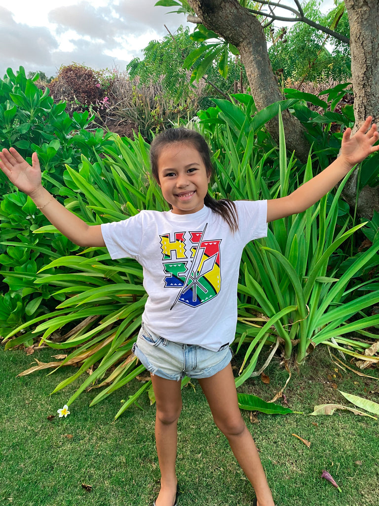 KEIKI RAINBOW SPLIT WHITE T-SHIRT Shirts Hawaii's Finest XX-SMALL 