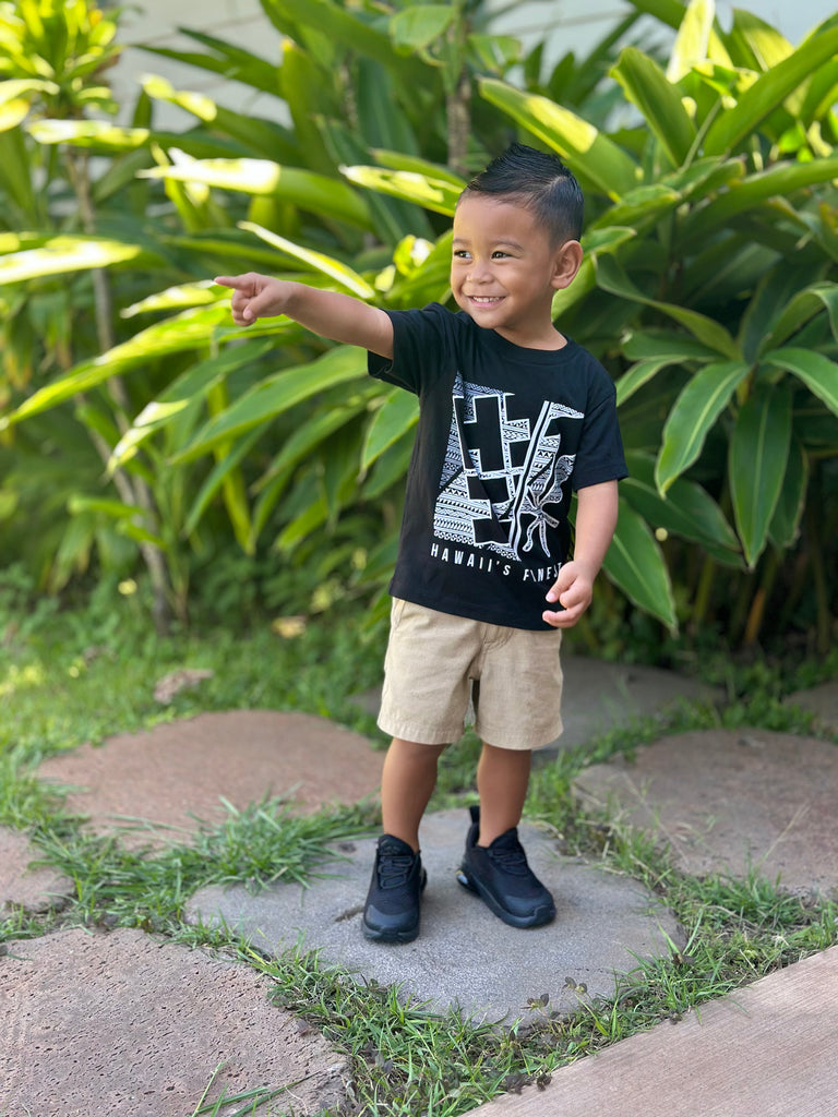 KEIKI SPLIT BLOCK TRIBAL GRAYS T-SHIRT Shirts Hawaii's Finest 