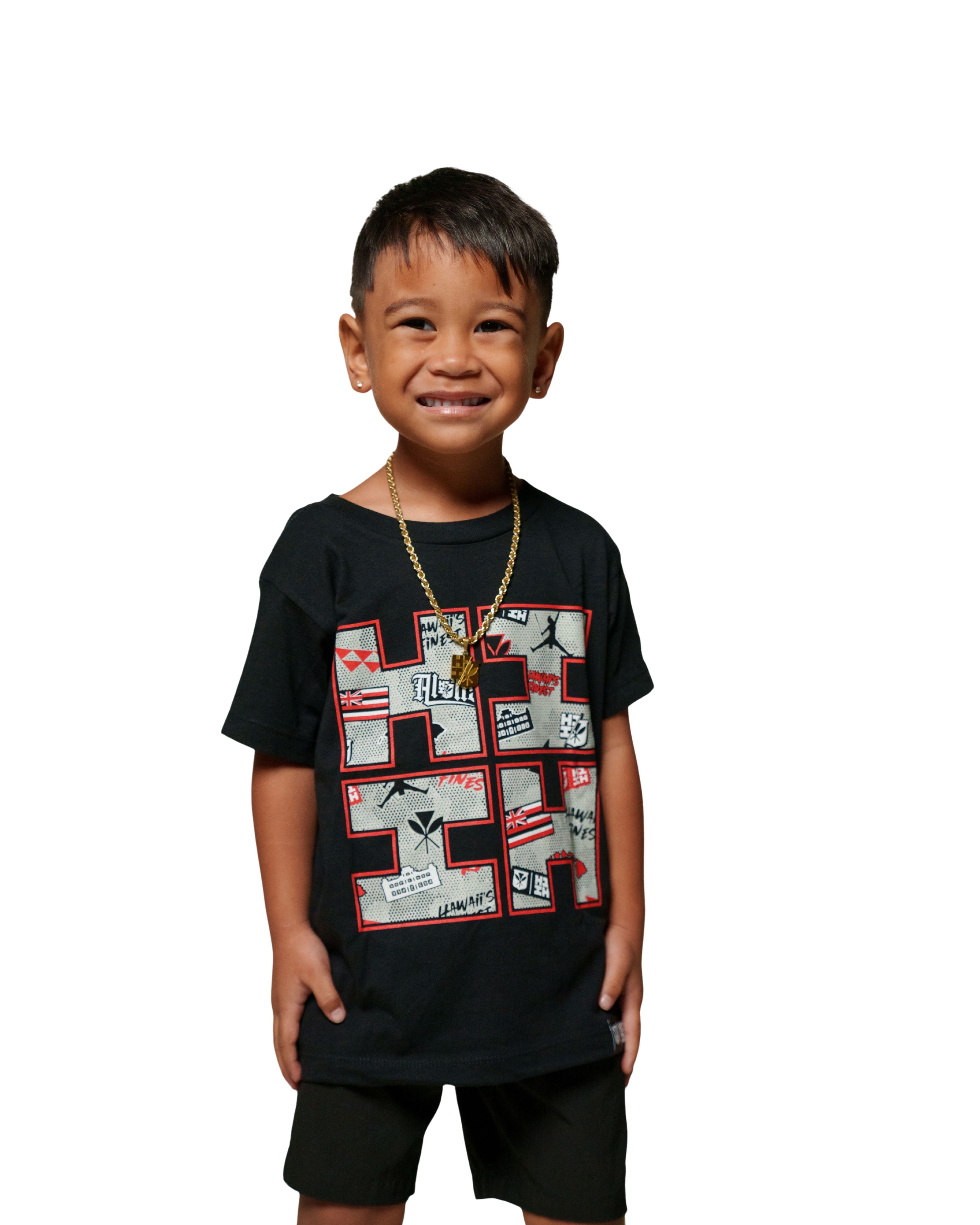 KEIKI STREET COLLAGE LOGO RED T-SHIRT Shirts Hawaii's Finest XX-SMALL 