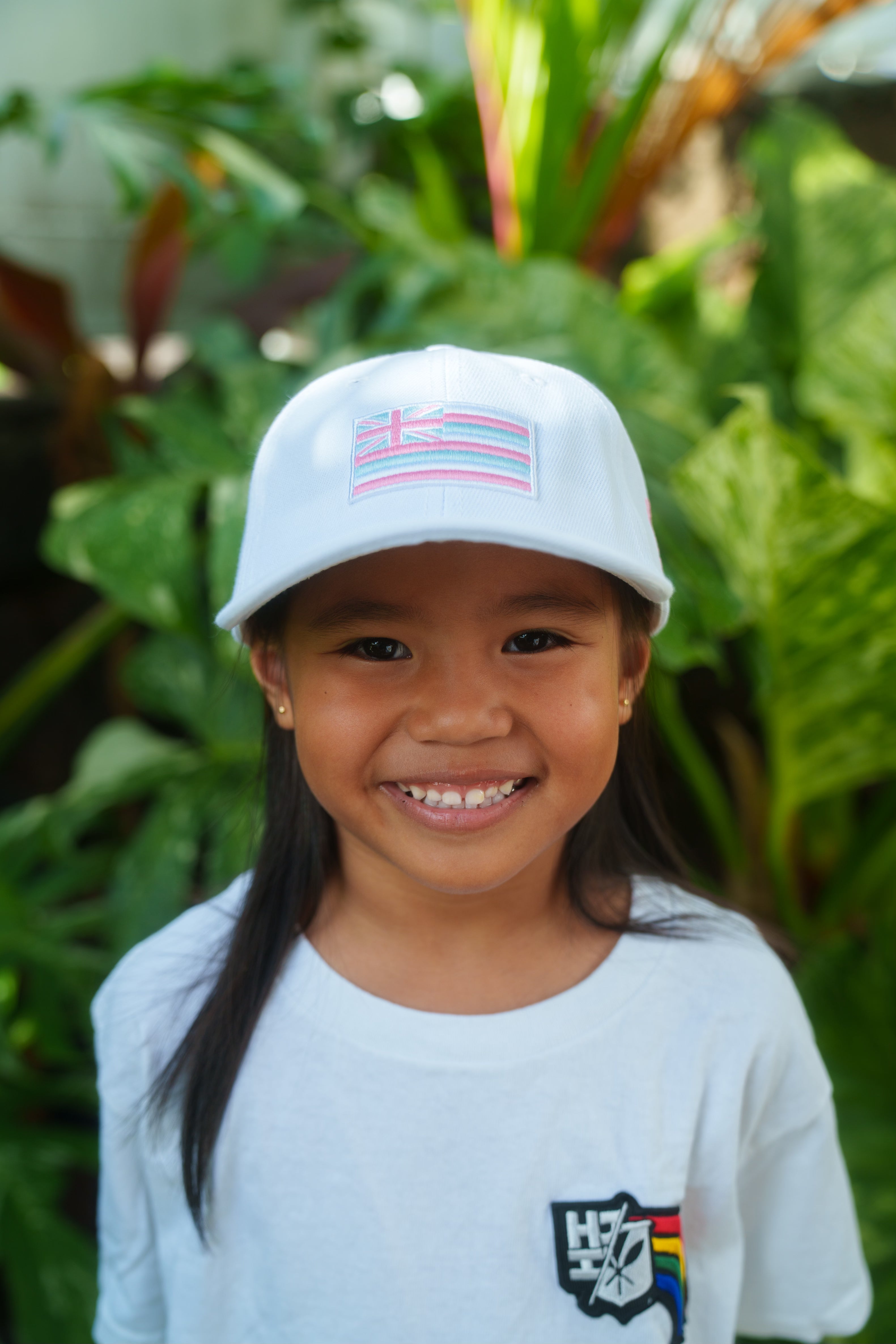 KEIKI WHITE, PINK, & BLUE FLAG CAP Hat Hawaii's Finest 