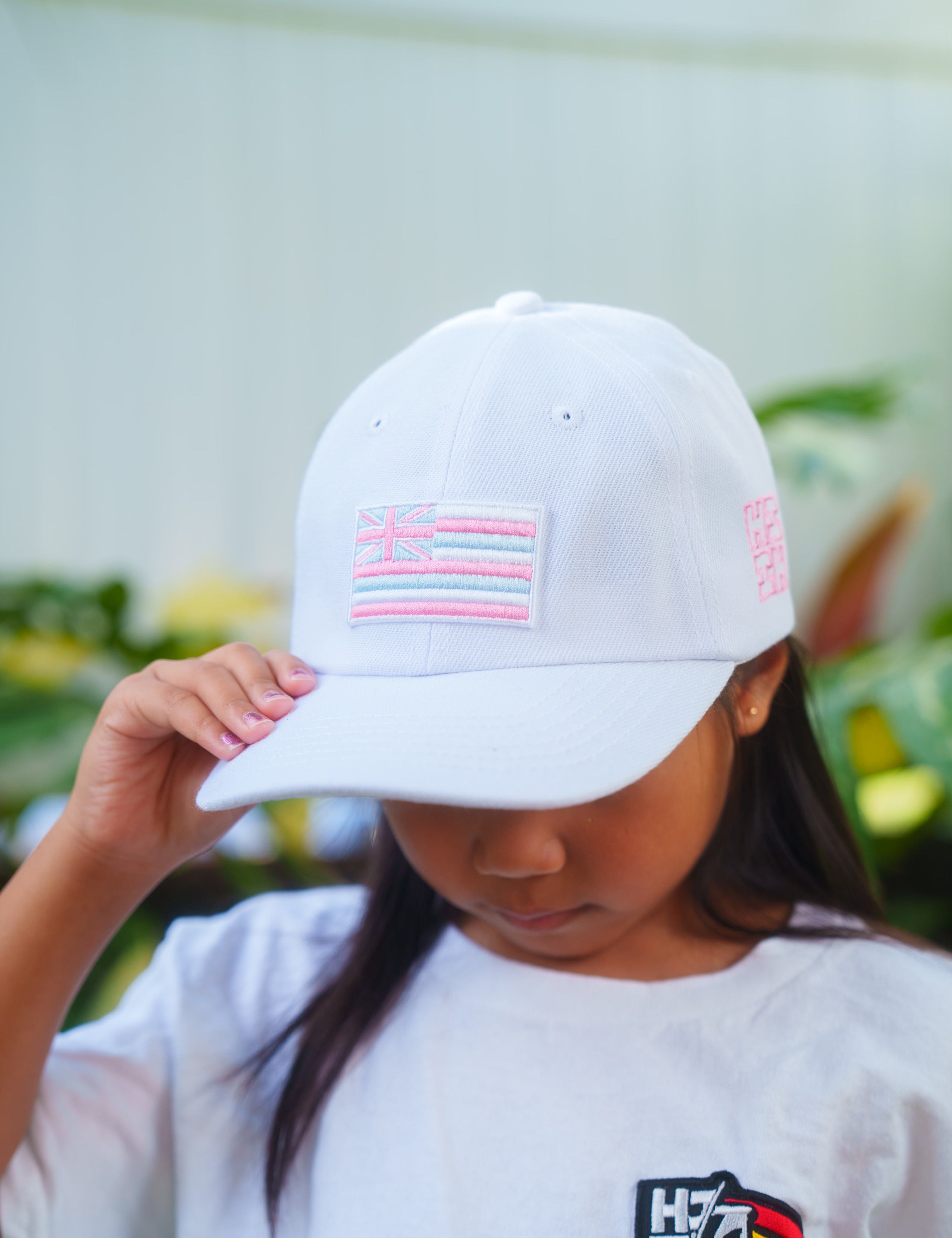 KEIKI WHITE, PINK, & BLUE FLAG CAP Hat Hawaii's Finest 