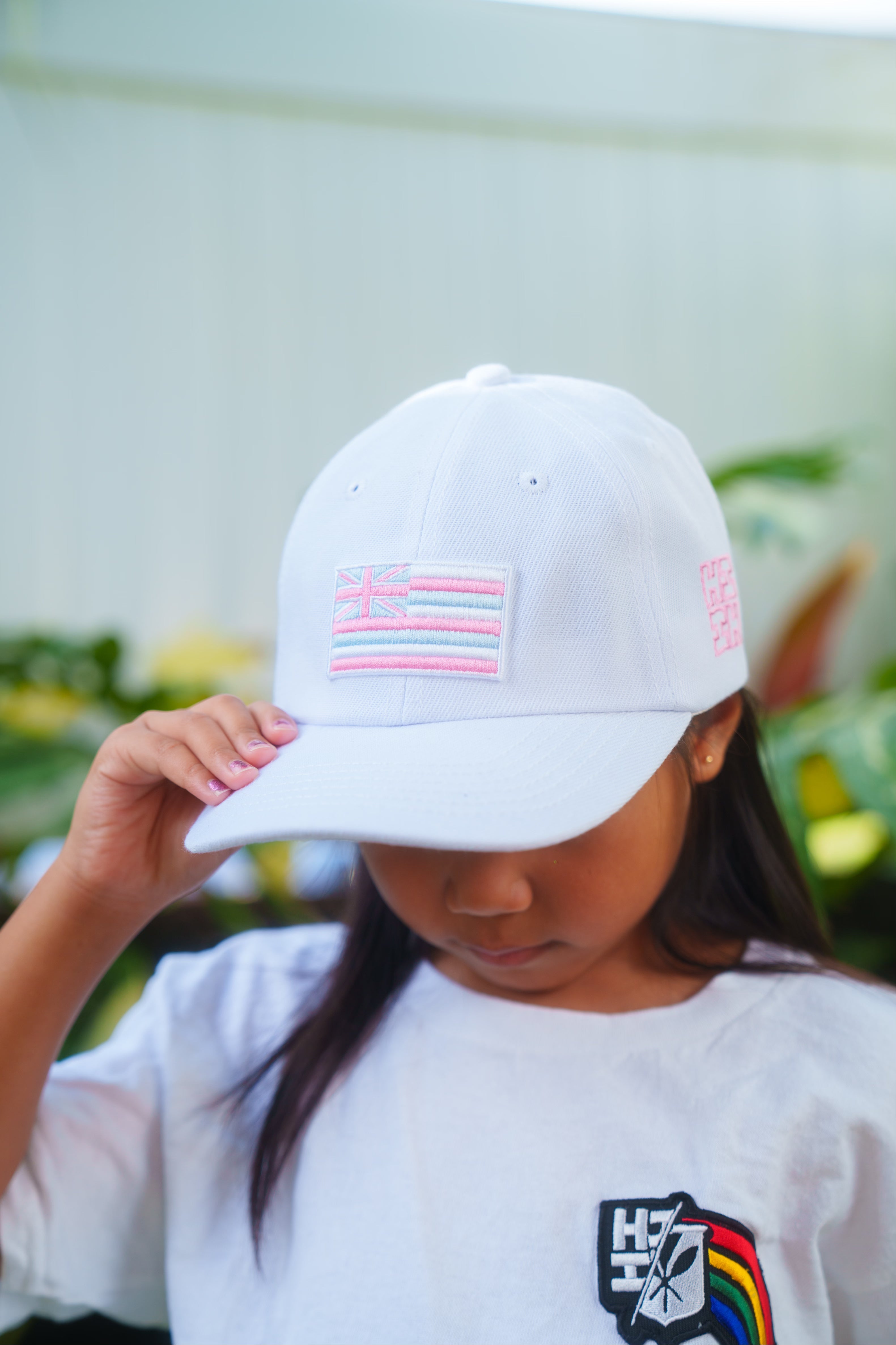 KEIKI WHITE, PINK, & BLUE FLAG CAP Hat Hawaii's Finest 