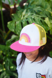 KEIKI WHITE & PINKS HIFI LOGO RAINBOW HAT Hat Hawaii's Finest 