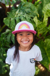 KEIKI WHITE & PINKS HIFI LOGO RAINBOW HAT Hat Hawaii's Finest 