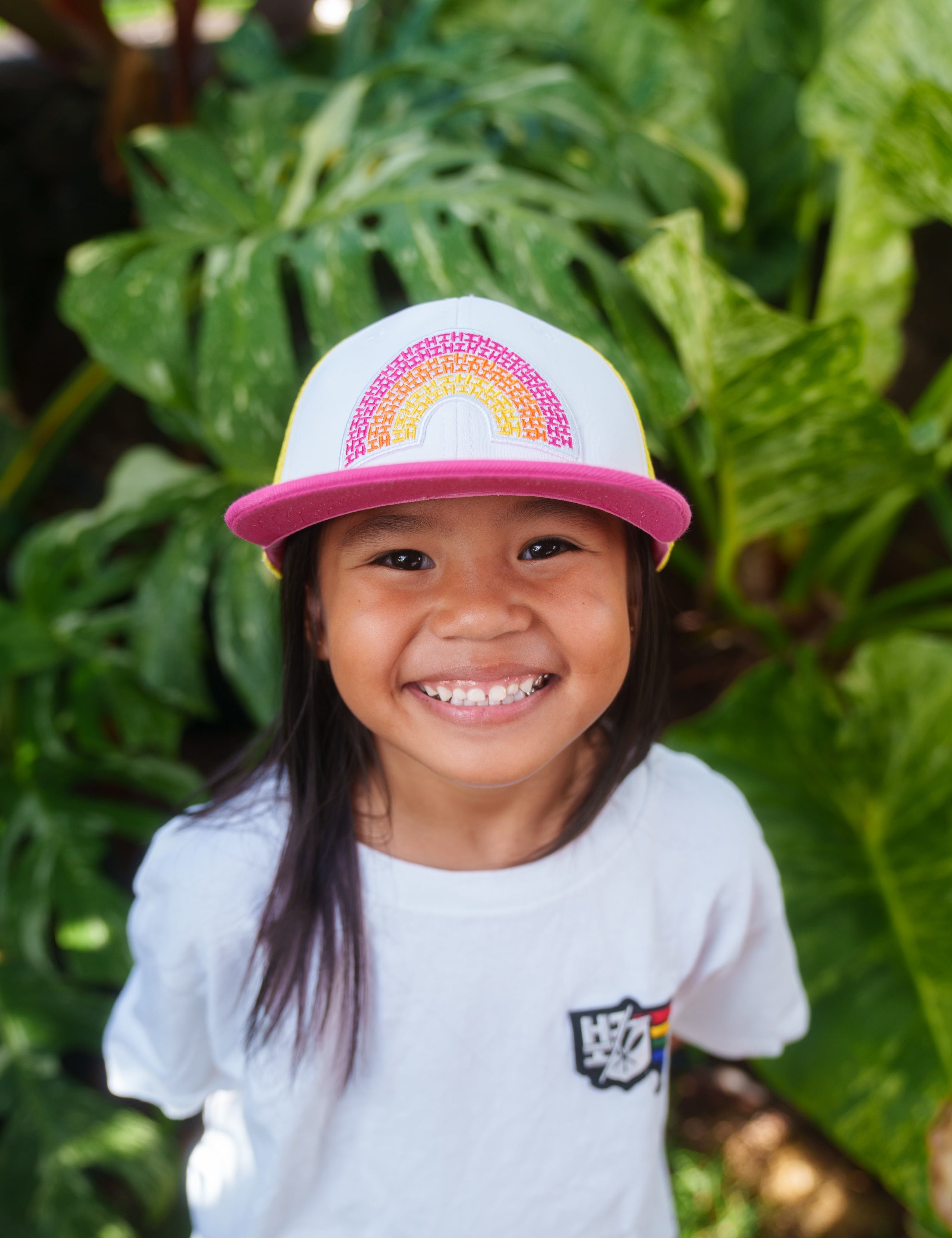 KEIKI WHITE & PINKS HIFI LOGO RAINBOW HAT Hat Hawaii's Finest 