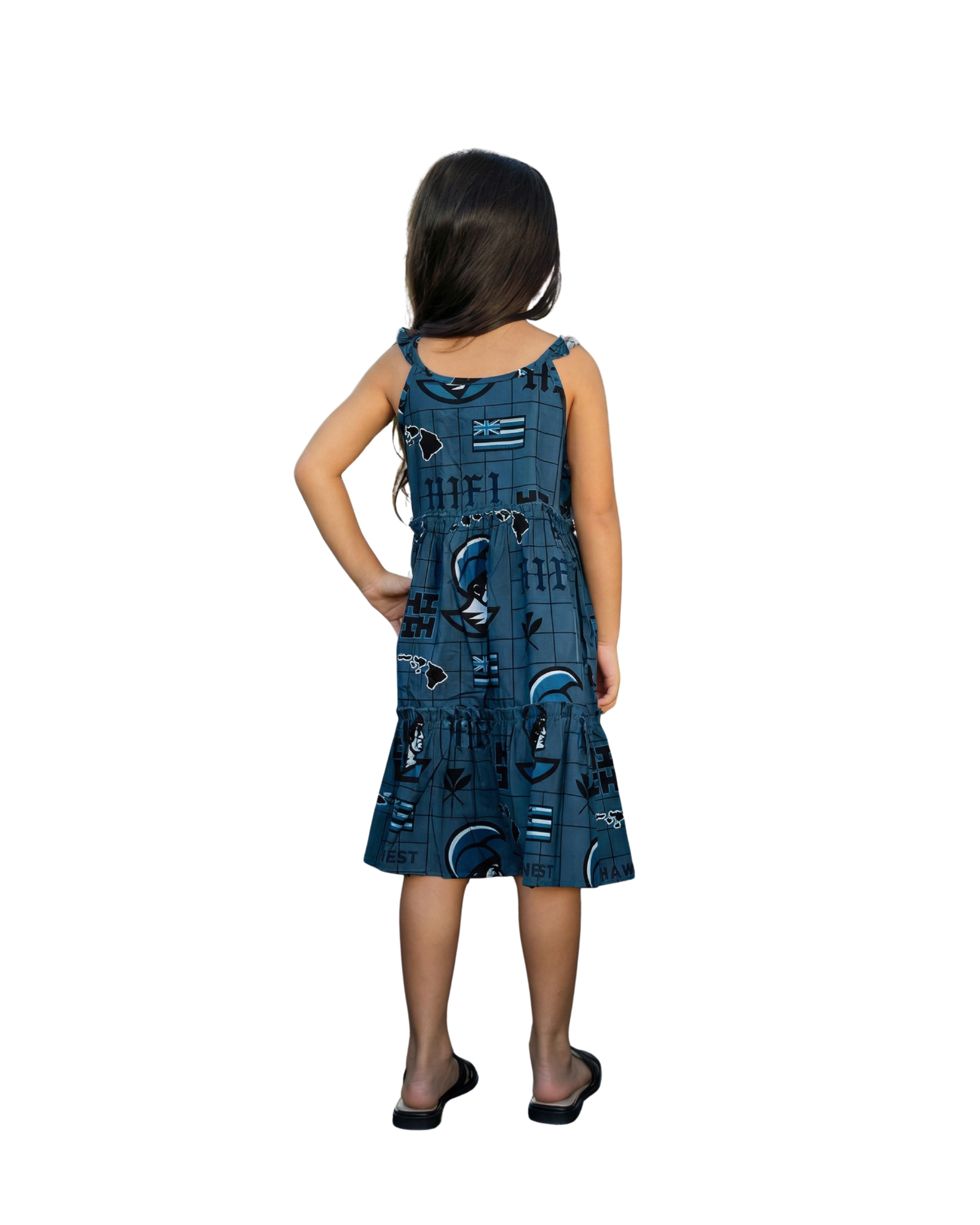 KOA ALOHA KEIKI BLUE RUFFLE DRESS Shirts Hawaii's Finest 