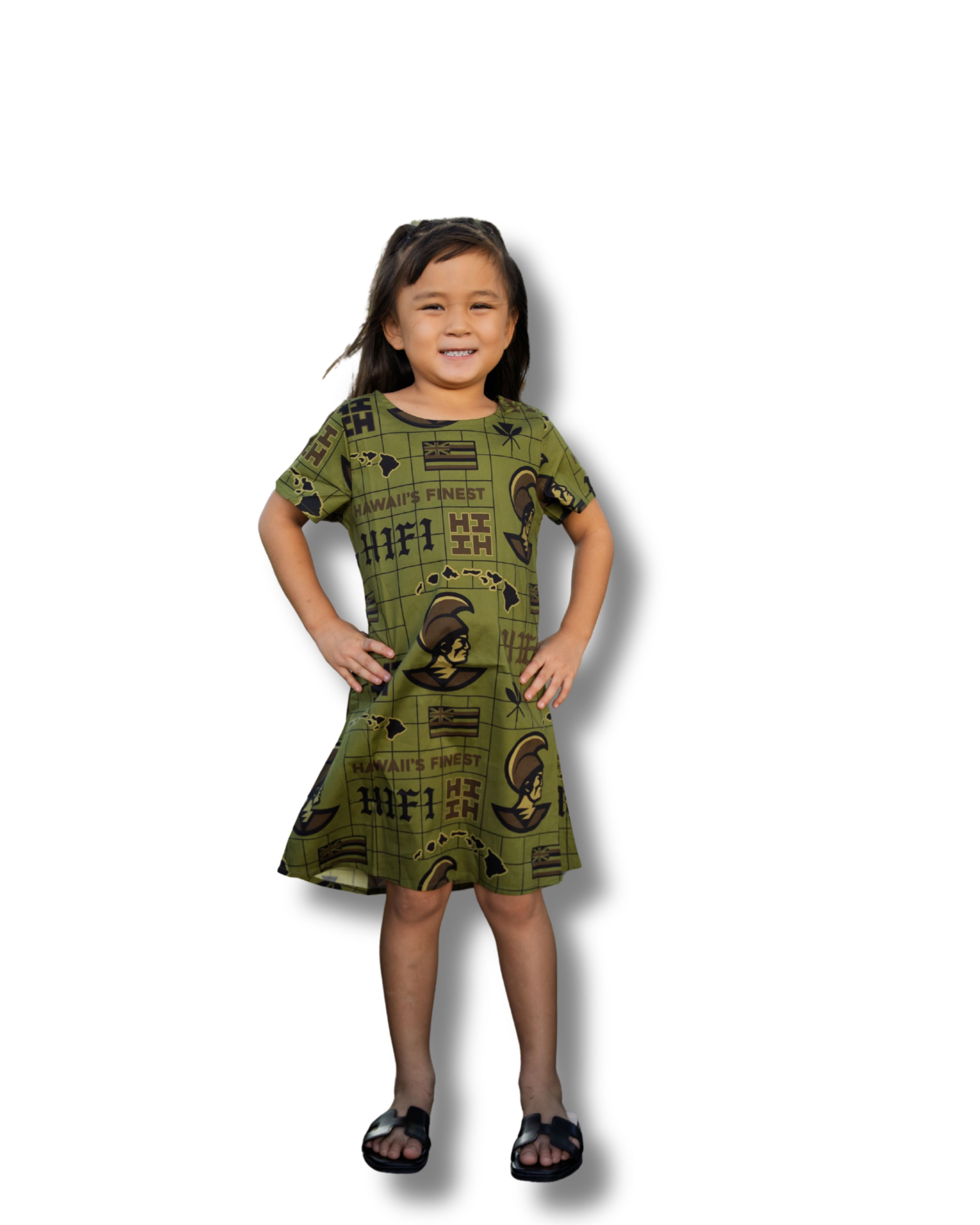 KOA ALOHA KEIKI MILITARY BLOUSE DRESS Shirts Hawaii's Finest 6/12 MONTHS 