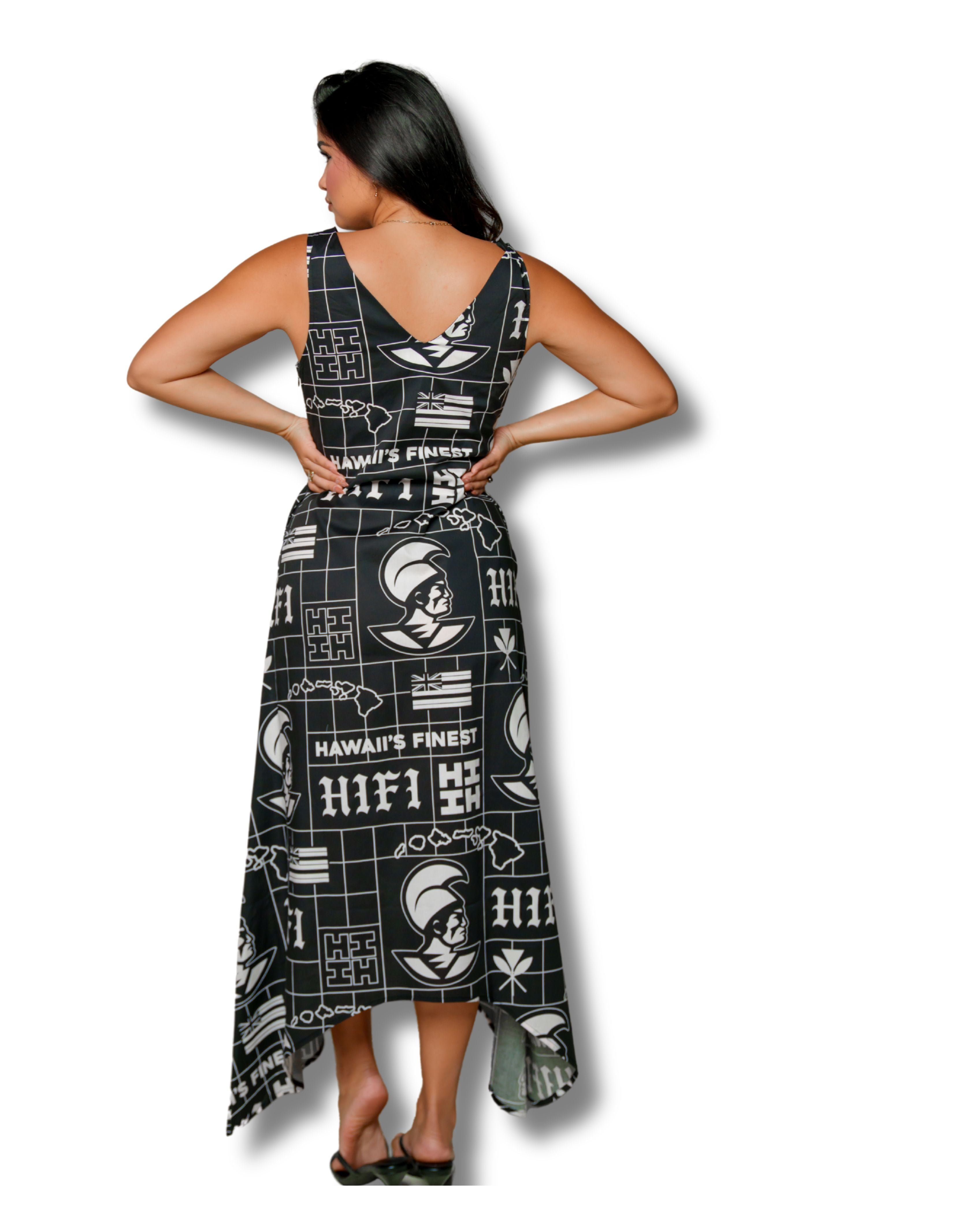 KOA ALOHA WOMEN'S BLACK & WHITE MAXI DRESS Hawaii's Finest KOA ALOHA WOMEN'S BLACK & WHITE MAXI DRESS Hawaii's Finest