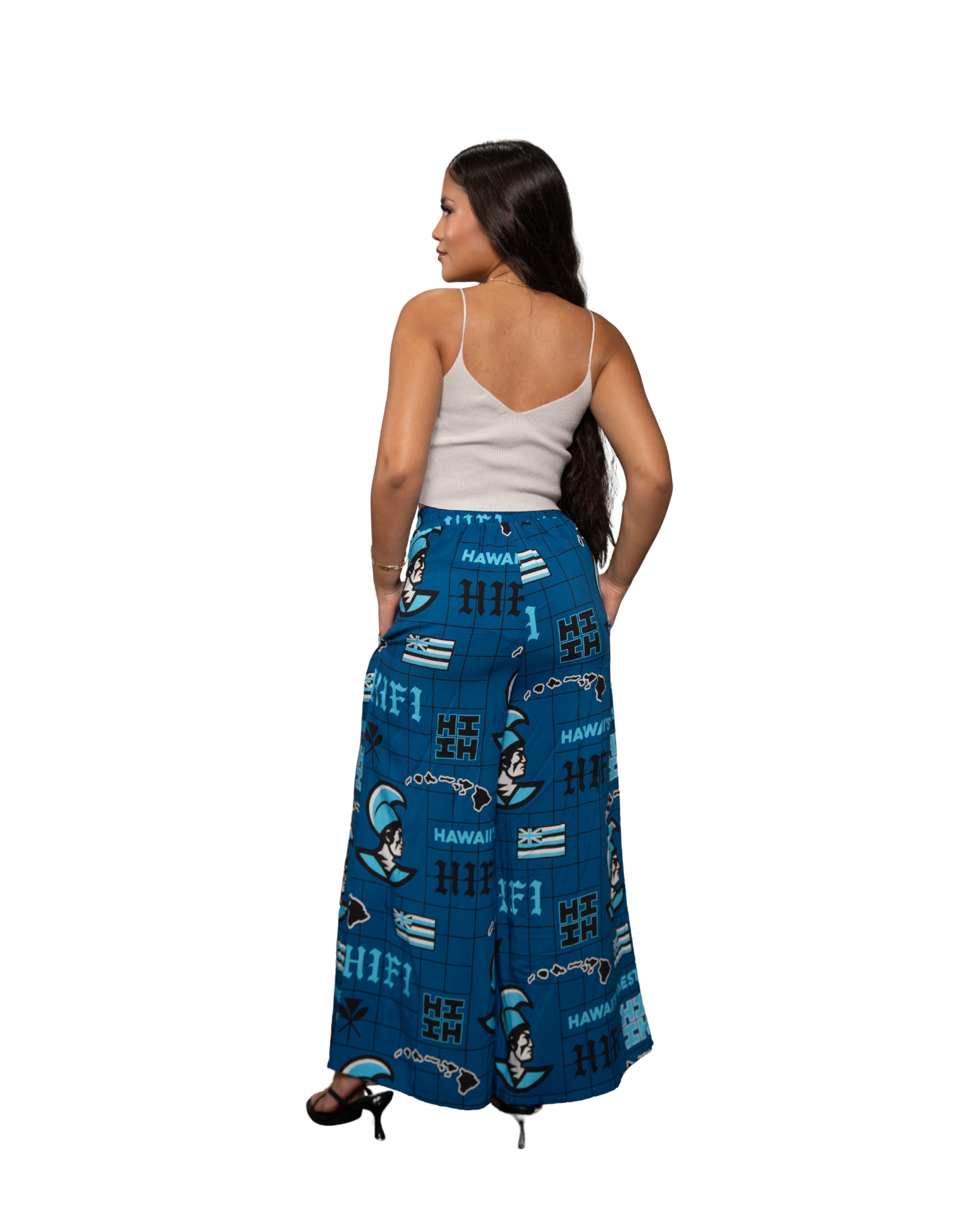 KOA ALOHA WOMEN'S BLUE FLOWY PANTS Shirts Hawaii's Finest 