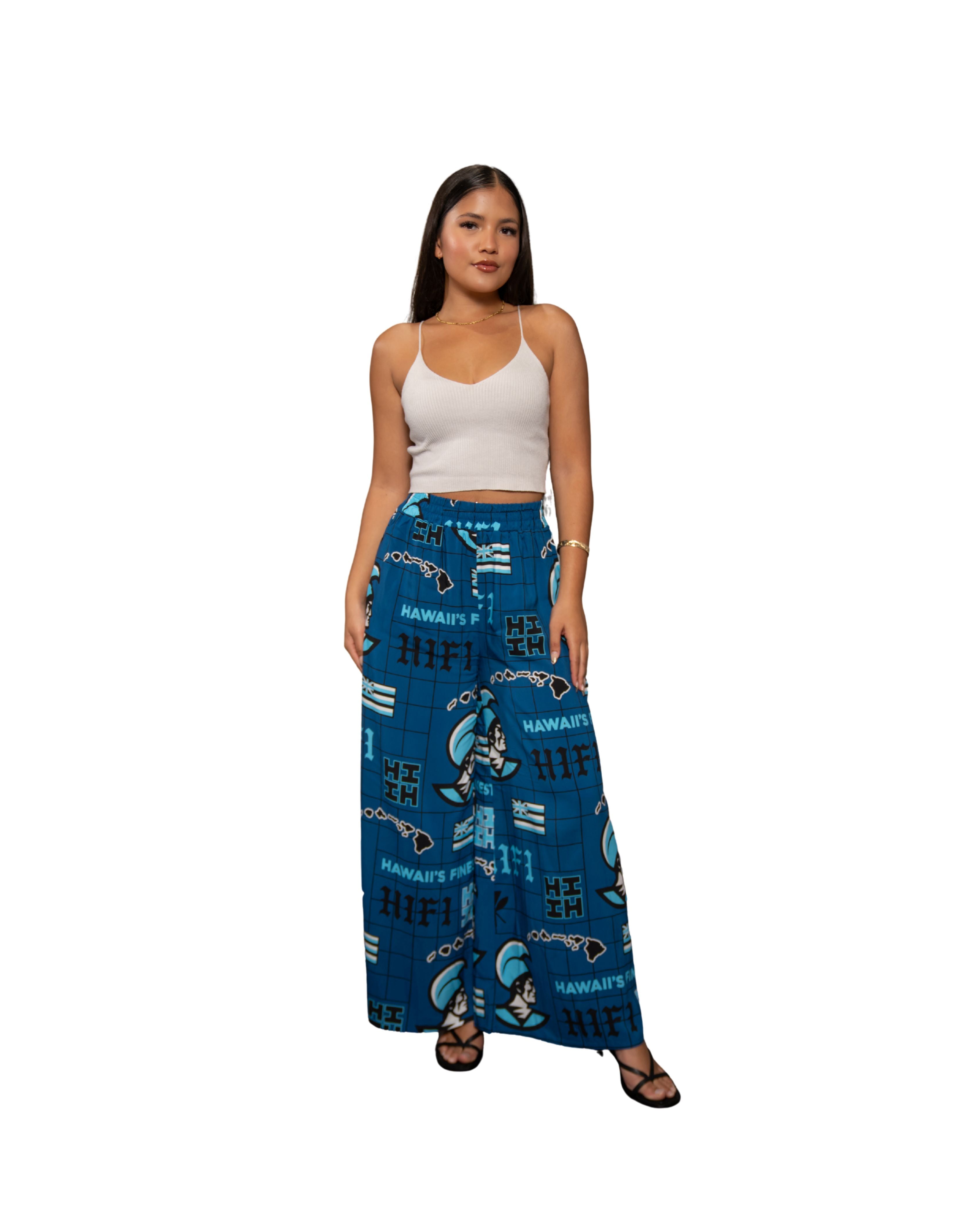 KOA ALOHA WOMEN'S BLUE FLOWY PANTS Shirts Hawaii's Finest X-SMALL 