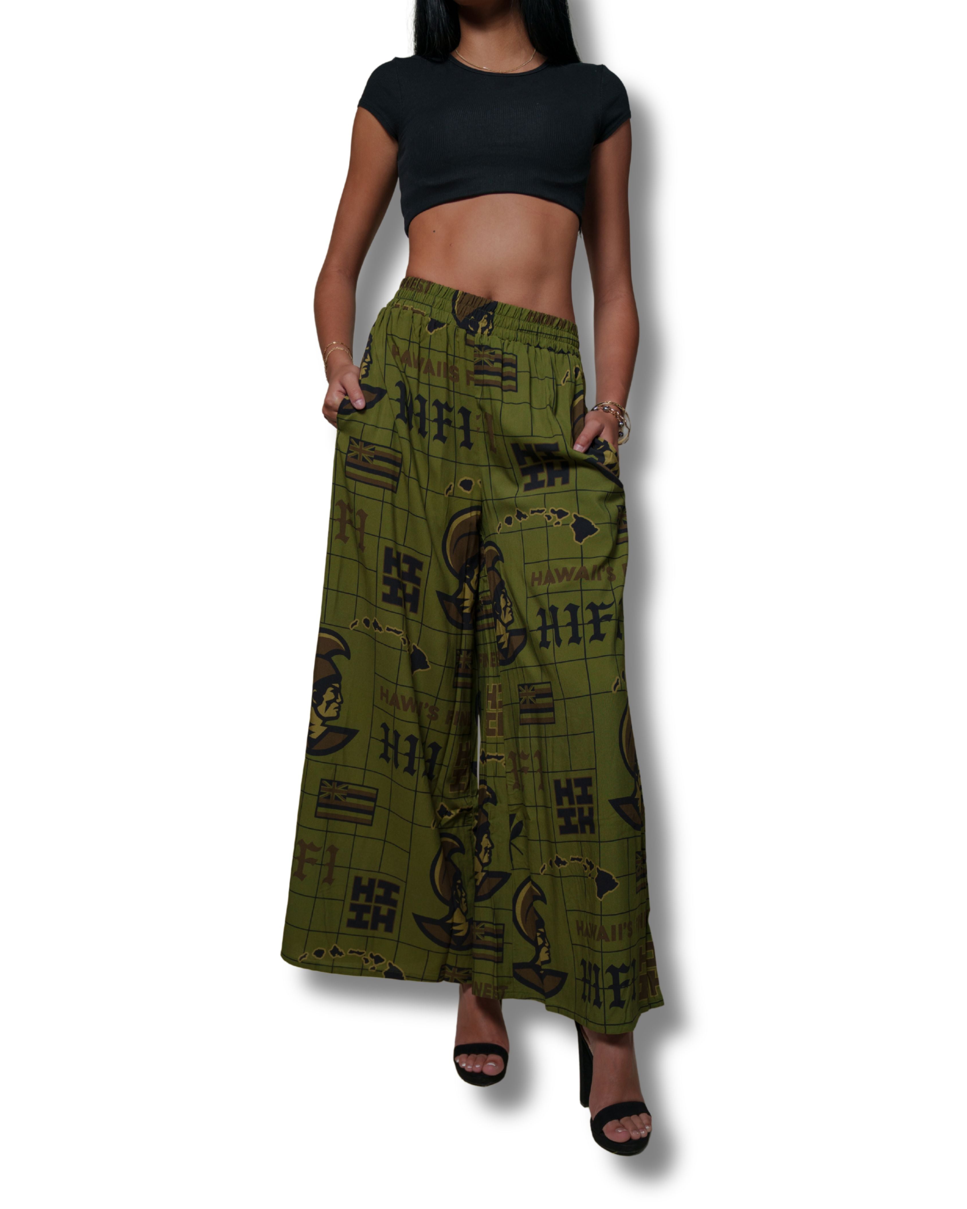 KOA ALOHA WOMEN'S MILITARY FLOWY PANTS Shirts Hawaii's Finest 