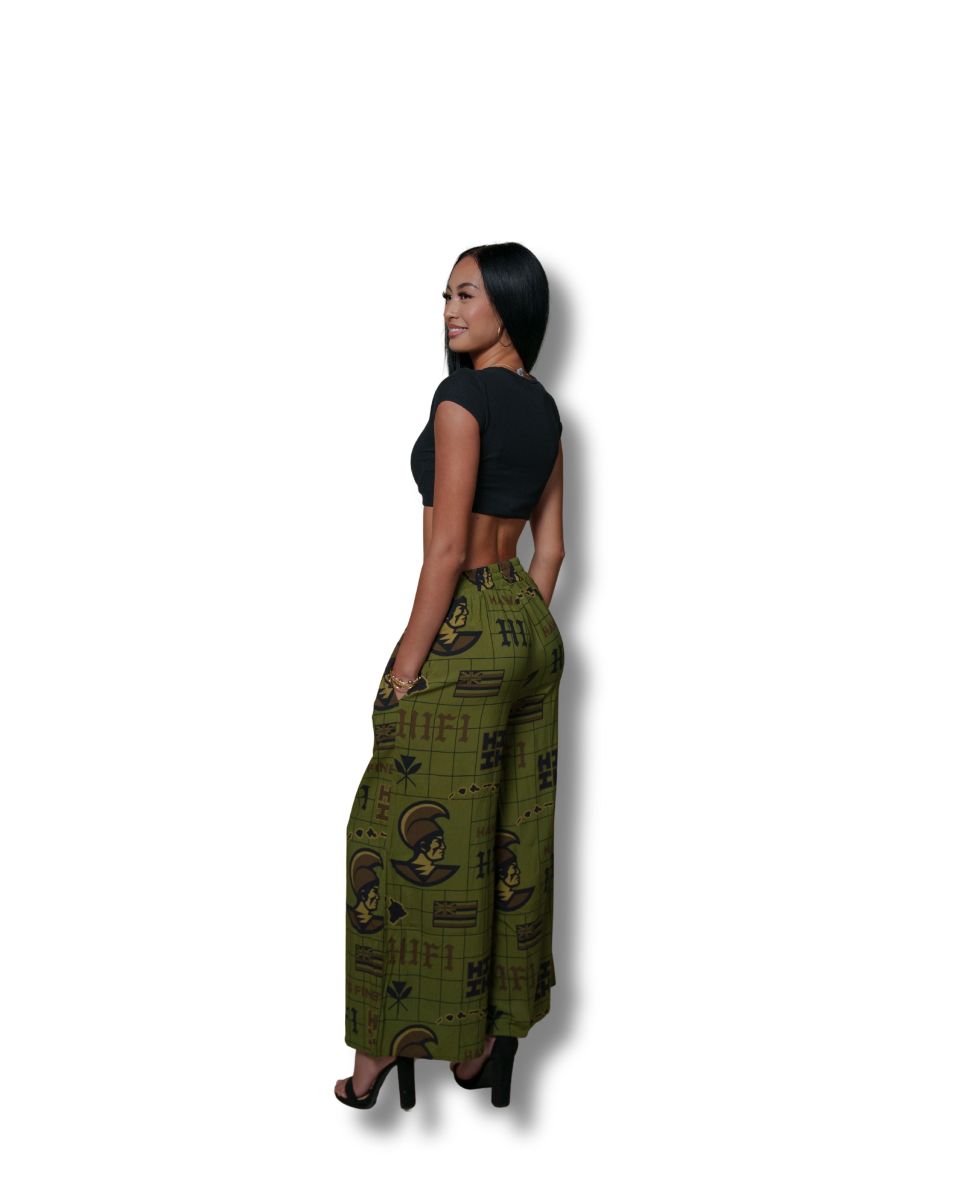 KOA ALOHA WOMEN'S MILITARY FLOWY PANTS Shirts Hawaii's Finest 