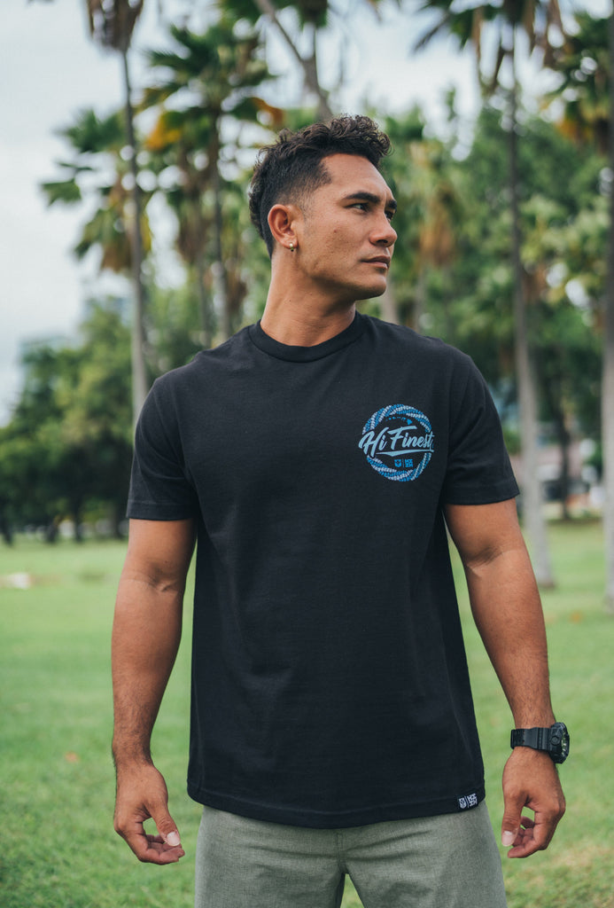 LEI CREST BLUE T-SHIRT Shirts Hawaii's Finest MEDIUM 