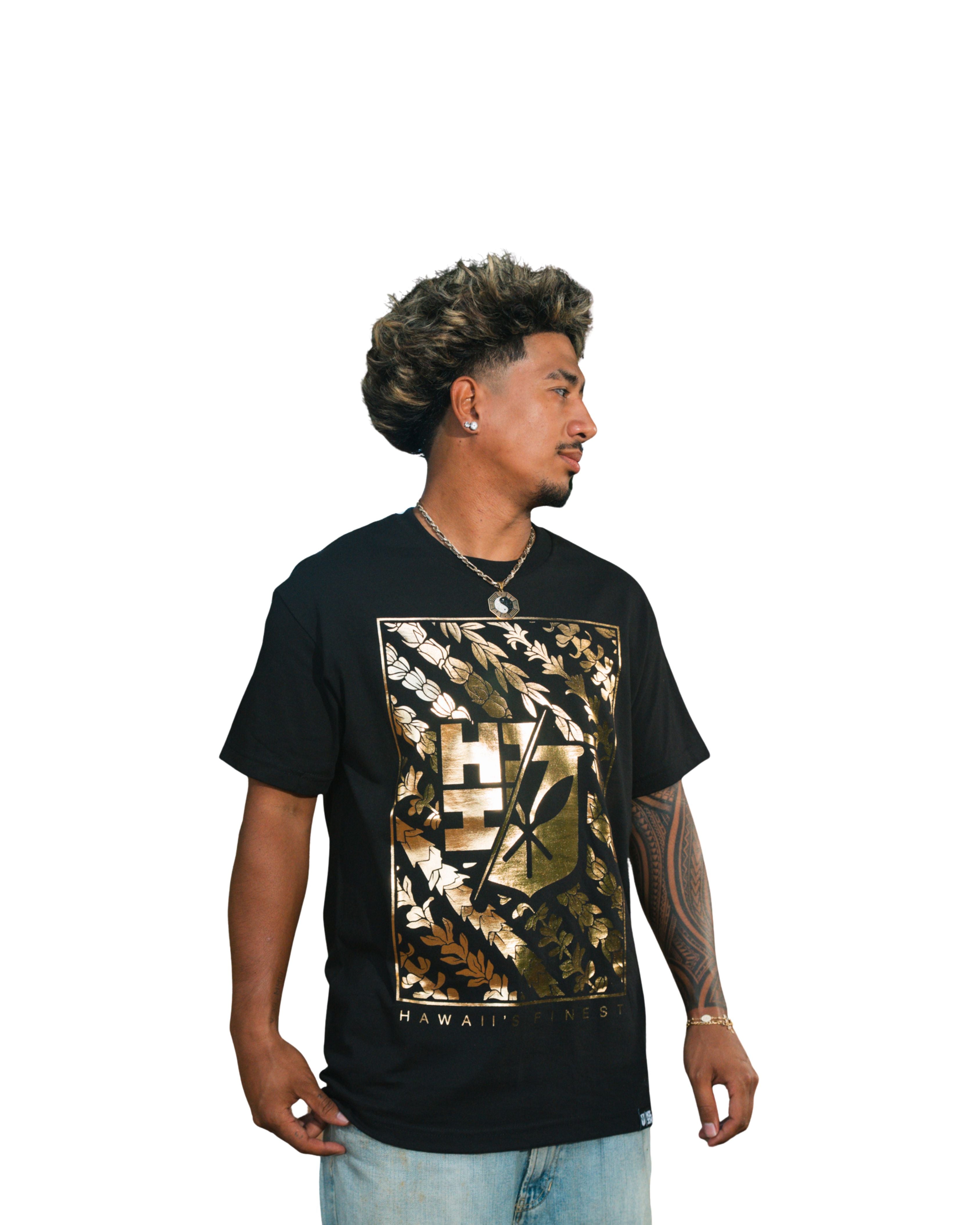 LEI FRAME GOLD FOIL T-SHIRT Shirts Hawaii's Finest MEDIUM 