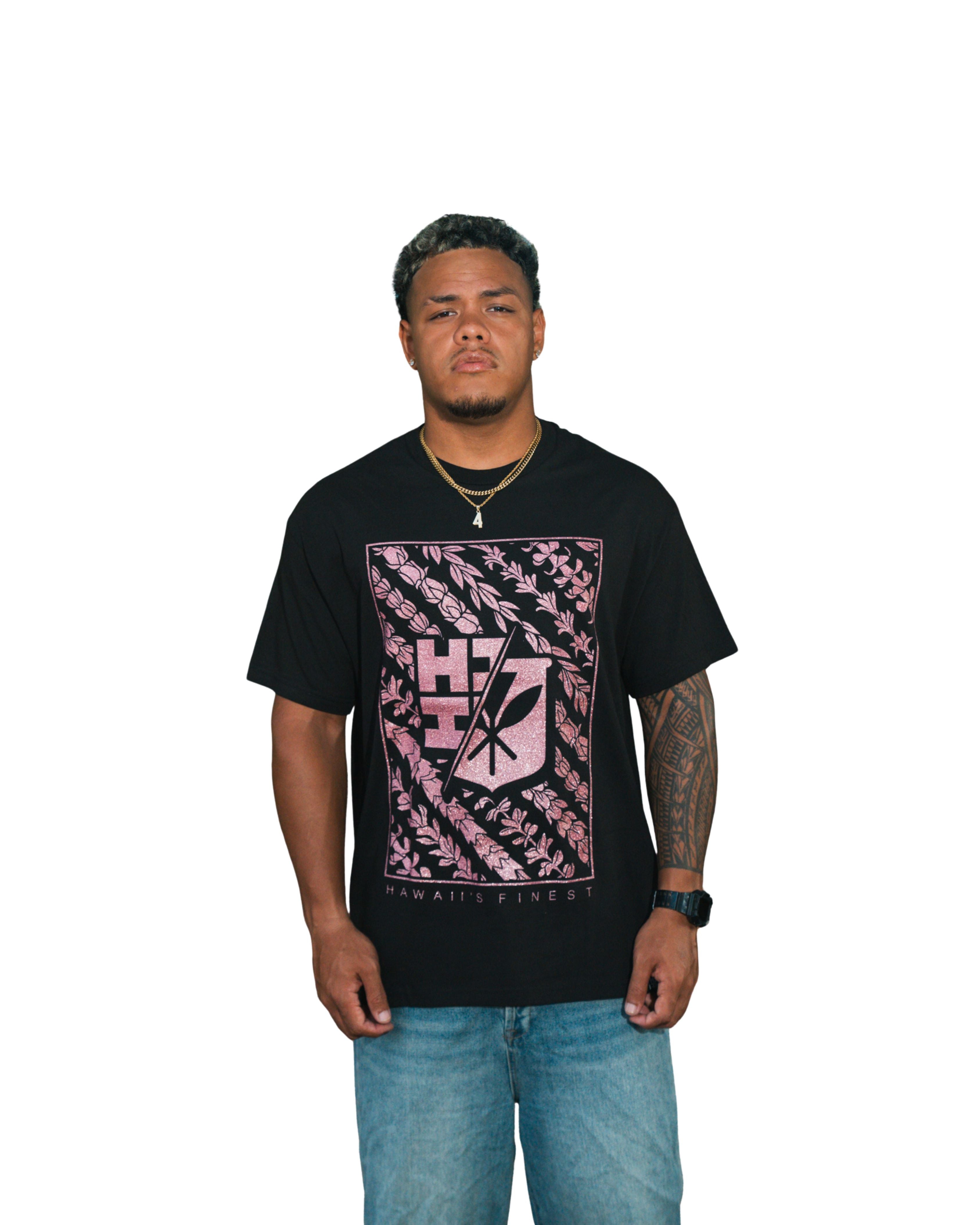 LEI FRAME PINK SHIMMER T-SHIRT Shirts Hawaii's Finest MEDIUM 