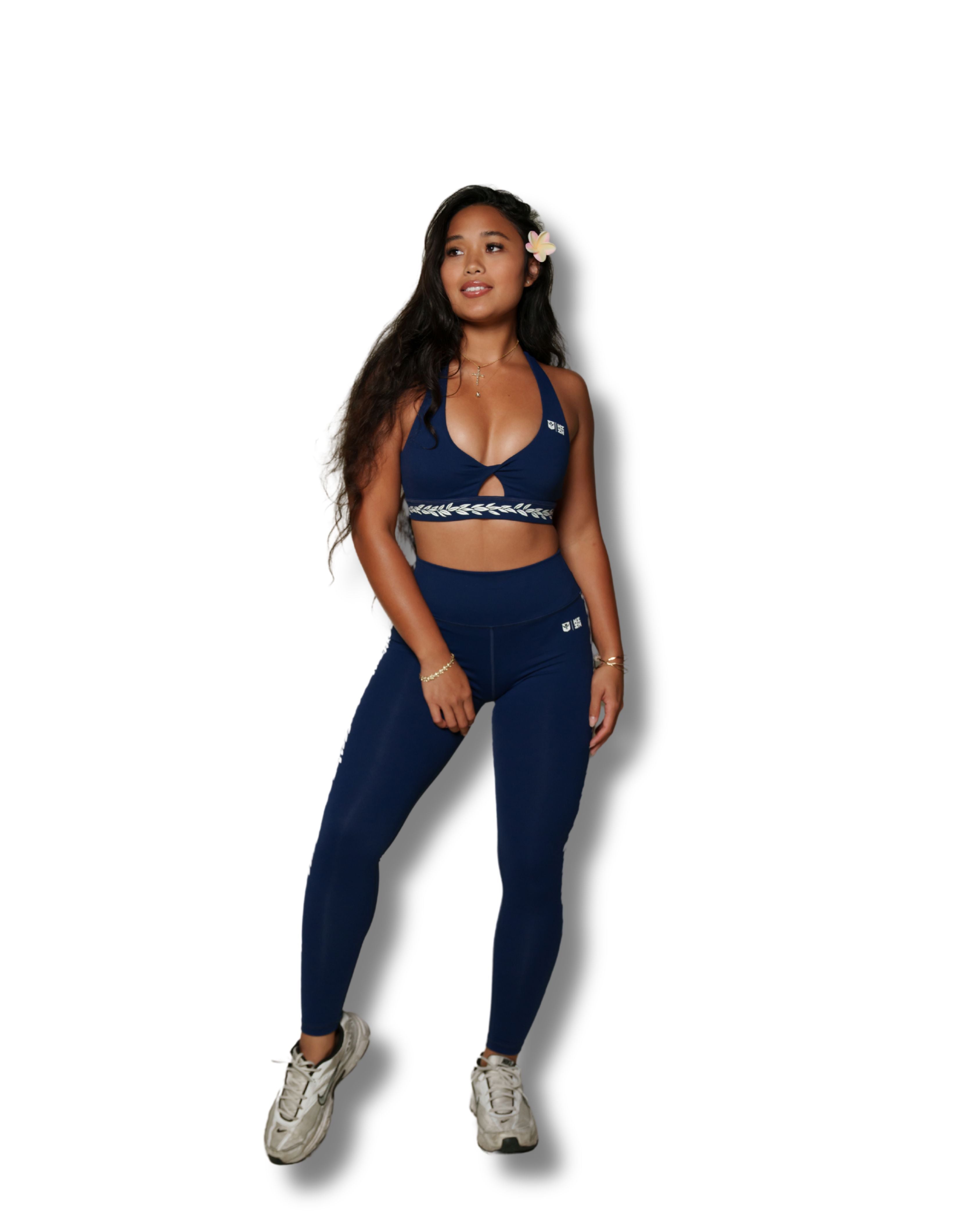 LEI MAILE DARK BLUE LEGGINGS Activewear Hawaii's Finest 