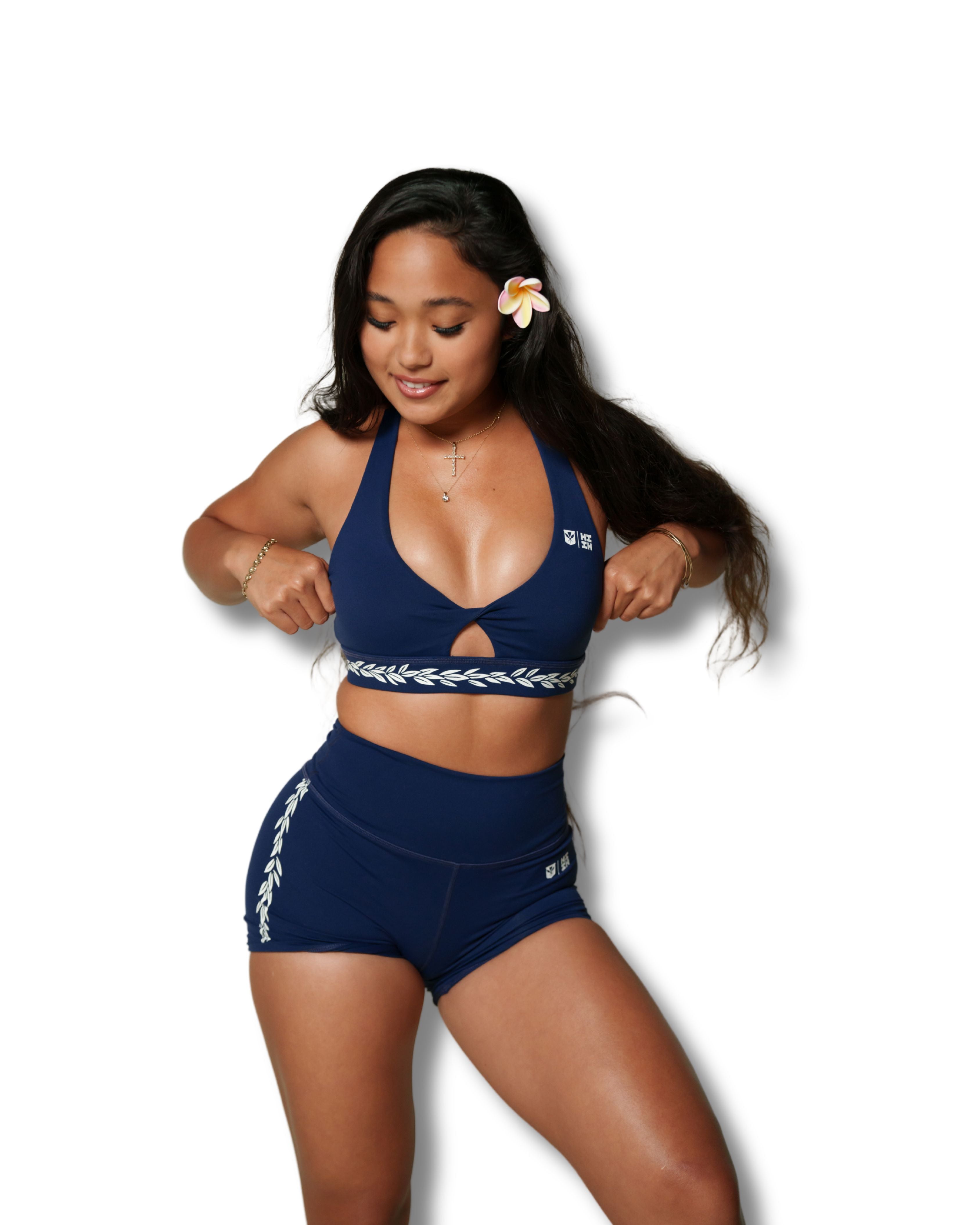 LEI MAILE DARK BLUE SHORTS Activewear Hawaii's Finest 